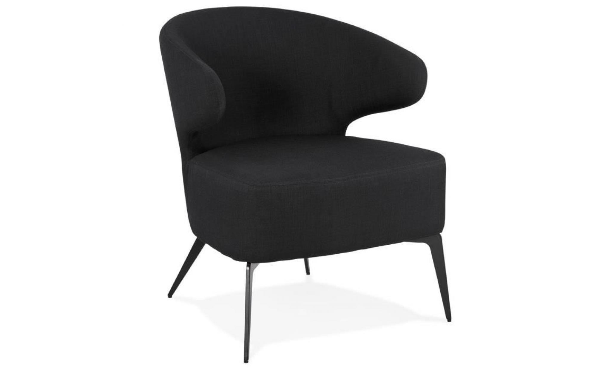 fauteuil lounge design 'soto' en tissu noir et pieds en métal noir
