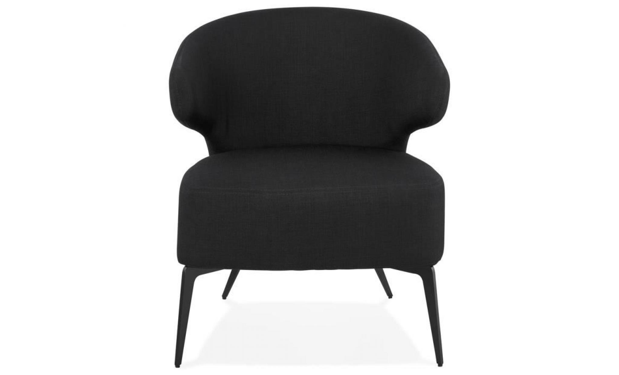 fauteuil lounge design 'soto' en tissu noir et pieds en métal noir pas cher