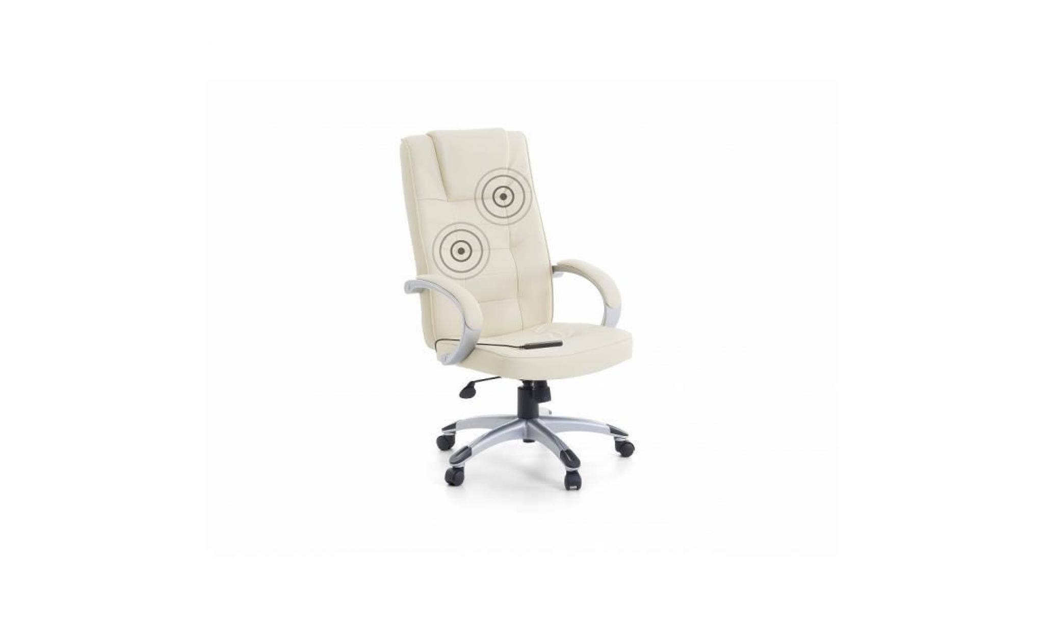 fauteuil massant   chaise de bureau   pu beige et pied argent   diamond ii