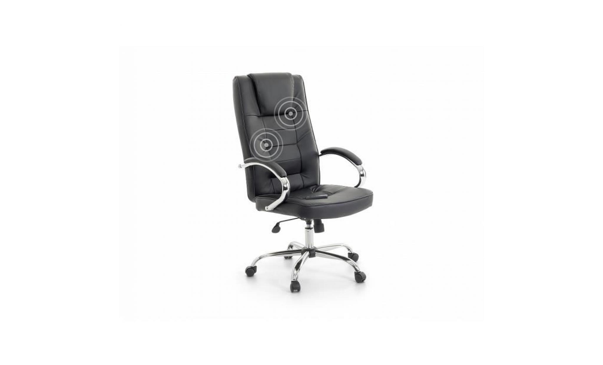 fauteuil massant   chaise de bureau   pu noir et pied chrome   diamond ii