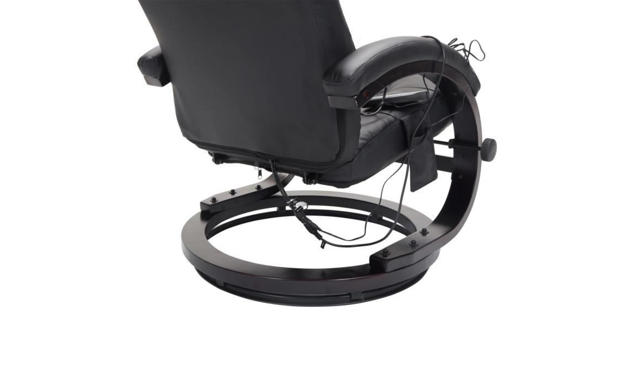 fauteuil de massage et relaxation électrique chauffant inclinable avec repose pied capitonné noir 34bk pas cher