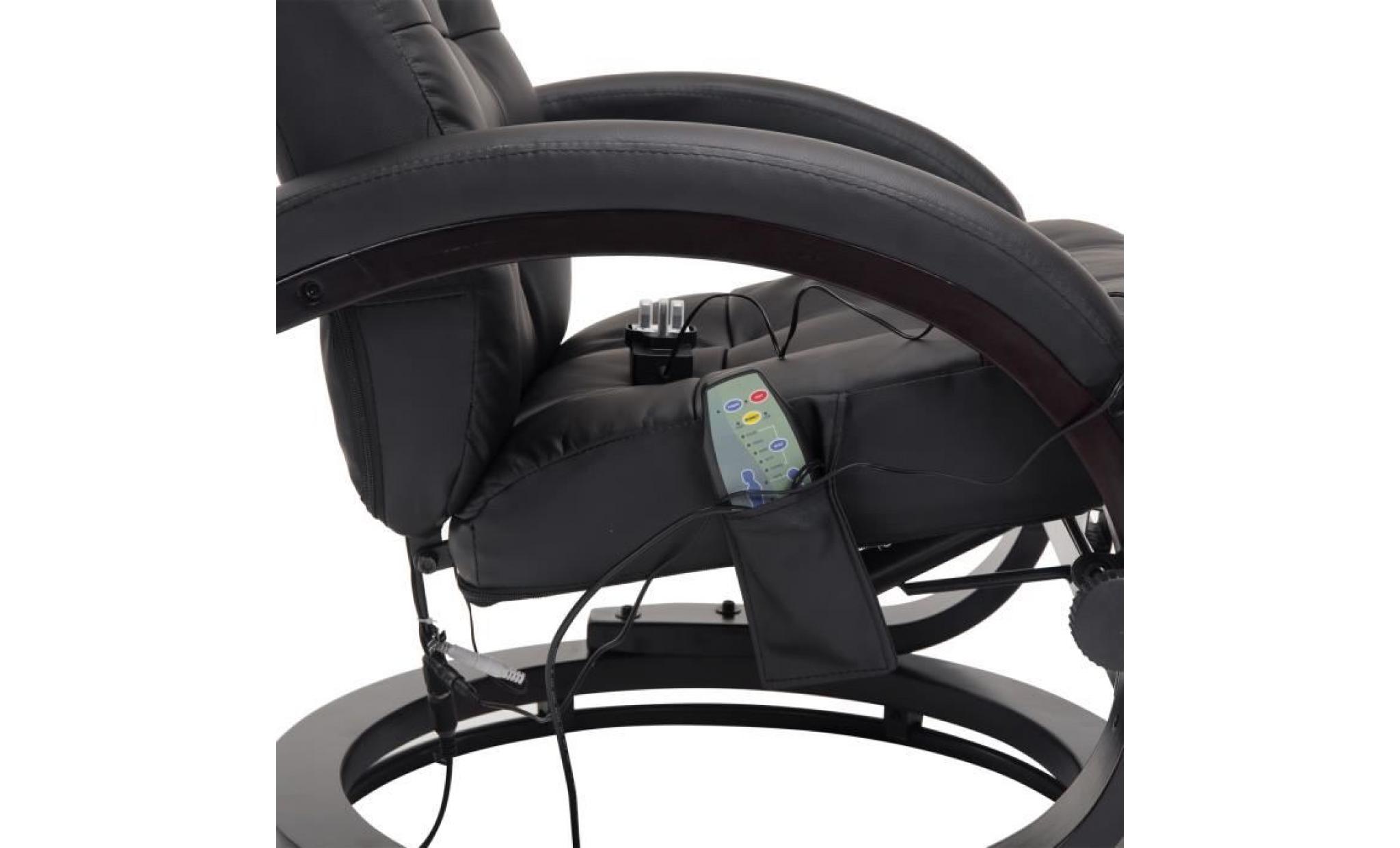 fauteuil de massage et relaxation électrique chauffant inclinable avec repose pied capitonné noir 34bk pas cher
