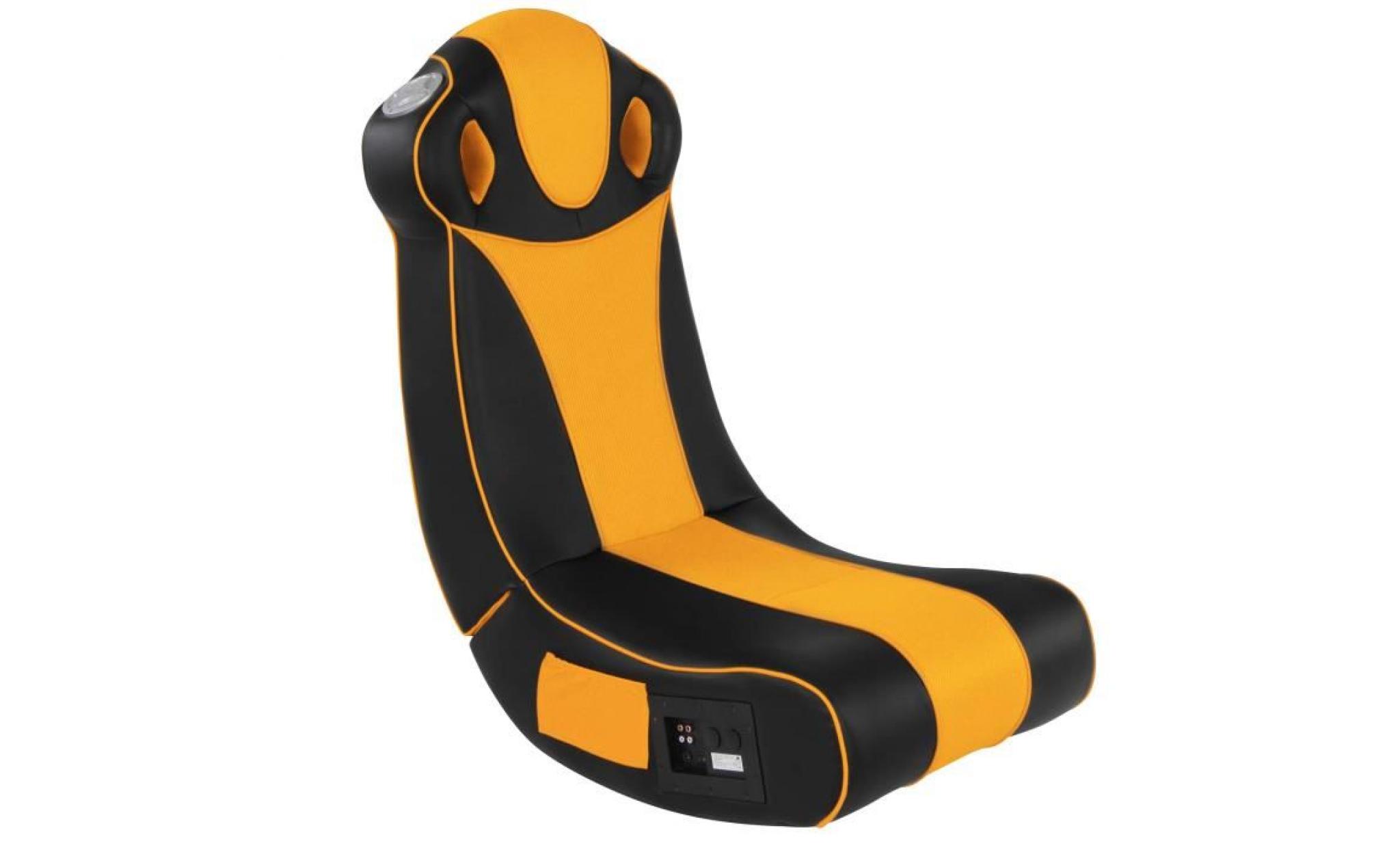 fauteuil multimédia en simili cuir avec système audio intégré orange/noir