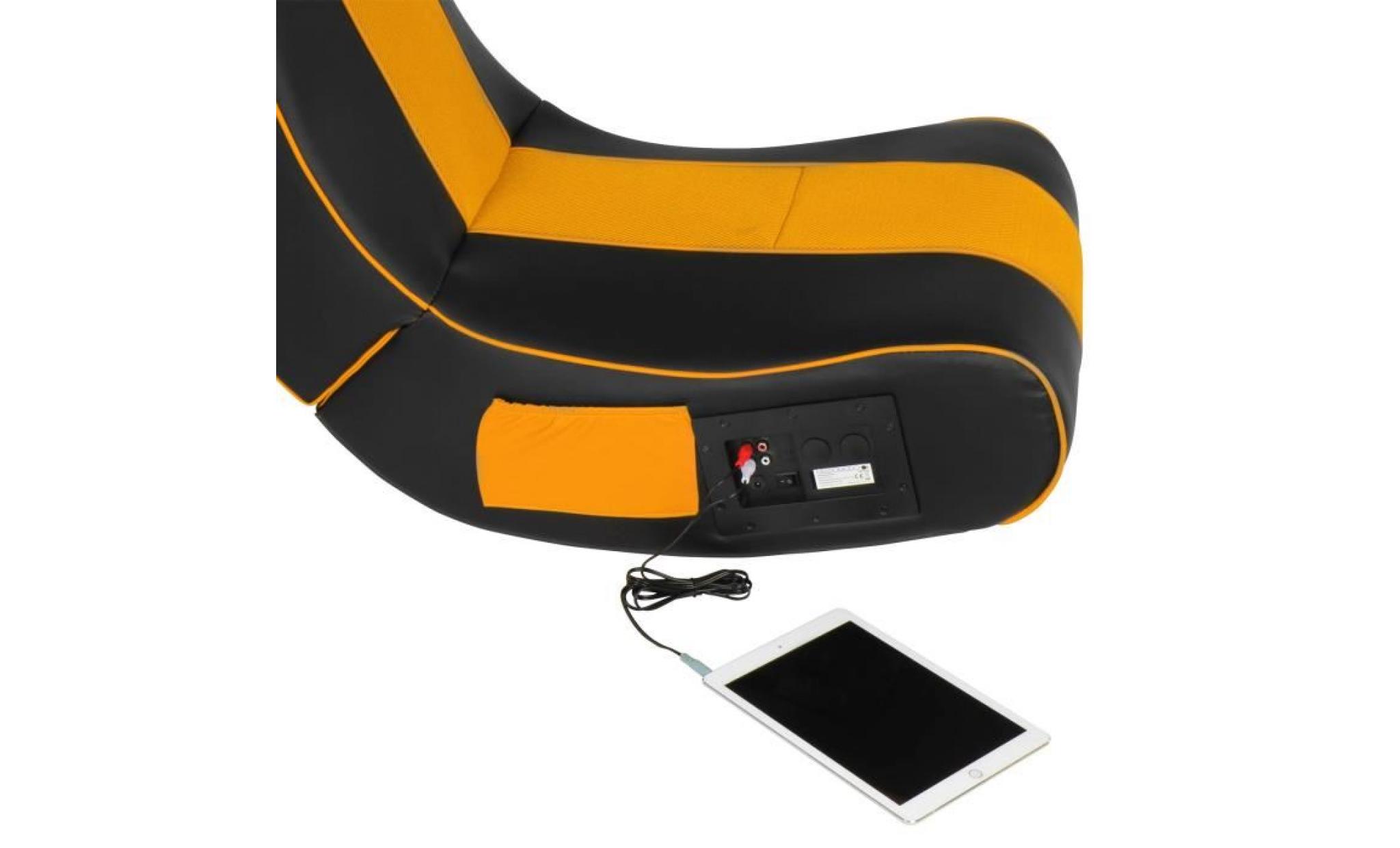 fauteuil multimédia en simili cuir avec système audio intégré orange/noir pas cher