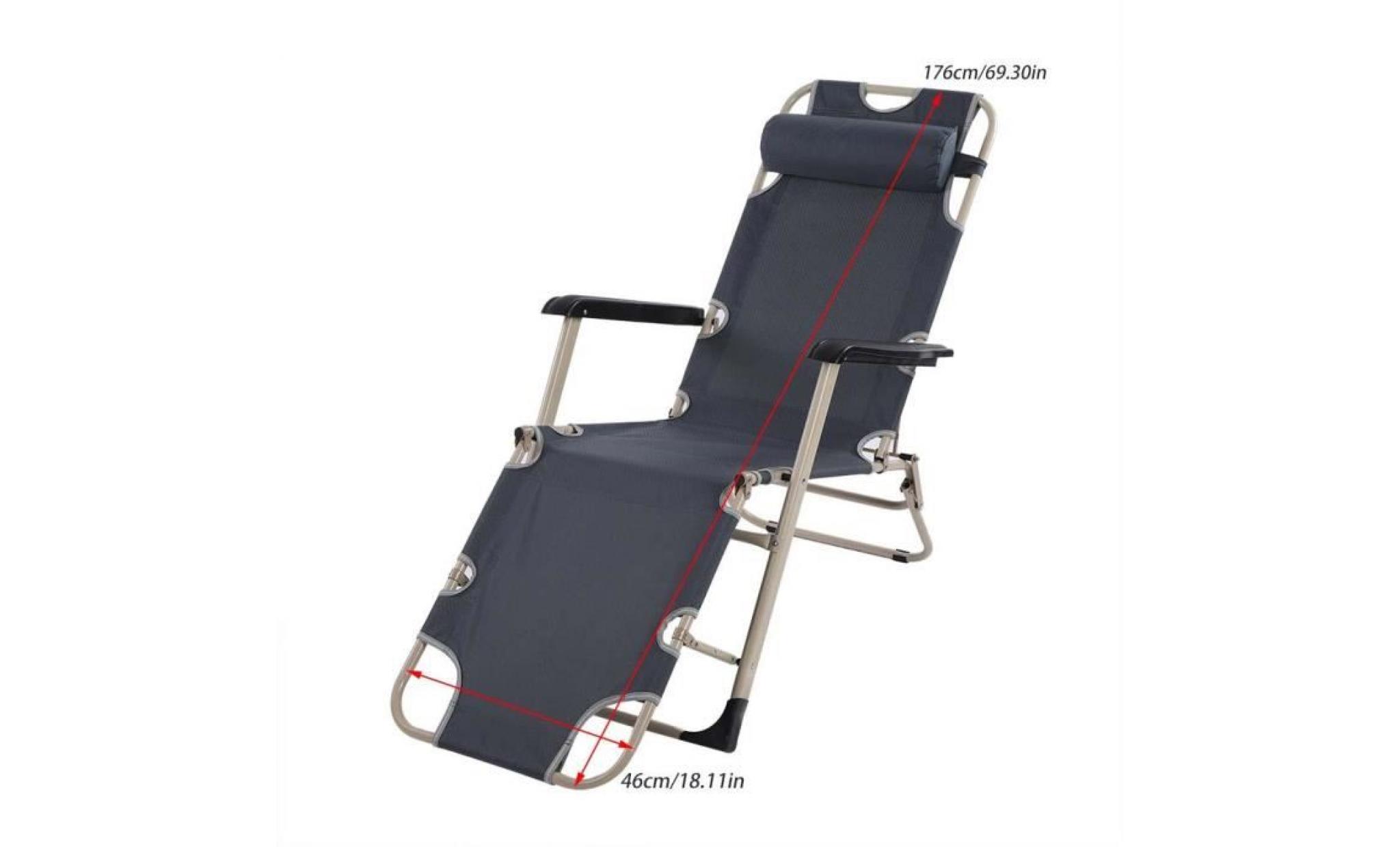 fauteuil pliant chaise longue lounge camping salon pliant salon d'extérieur vacances fauteuil inclinable avec accoudoir pas cher