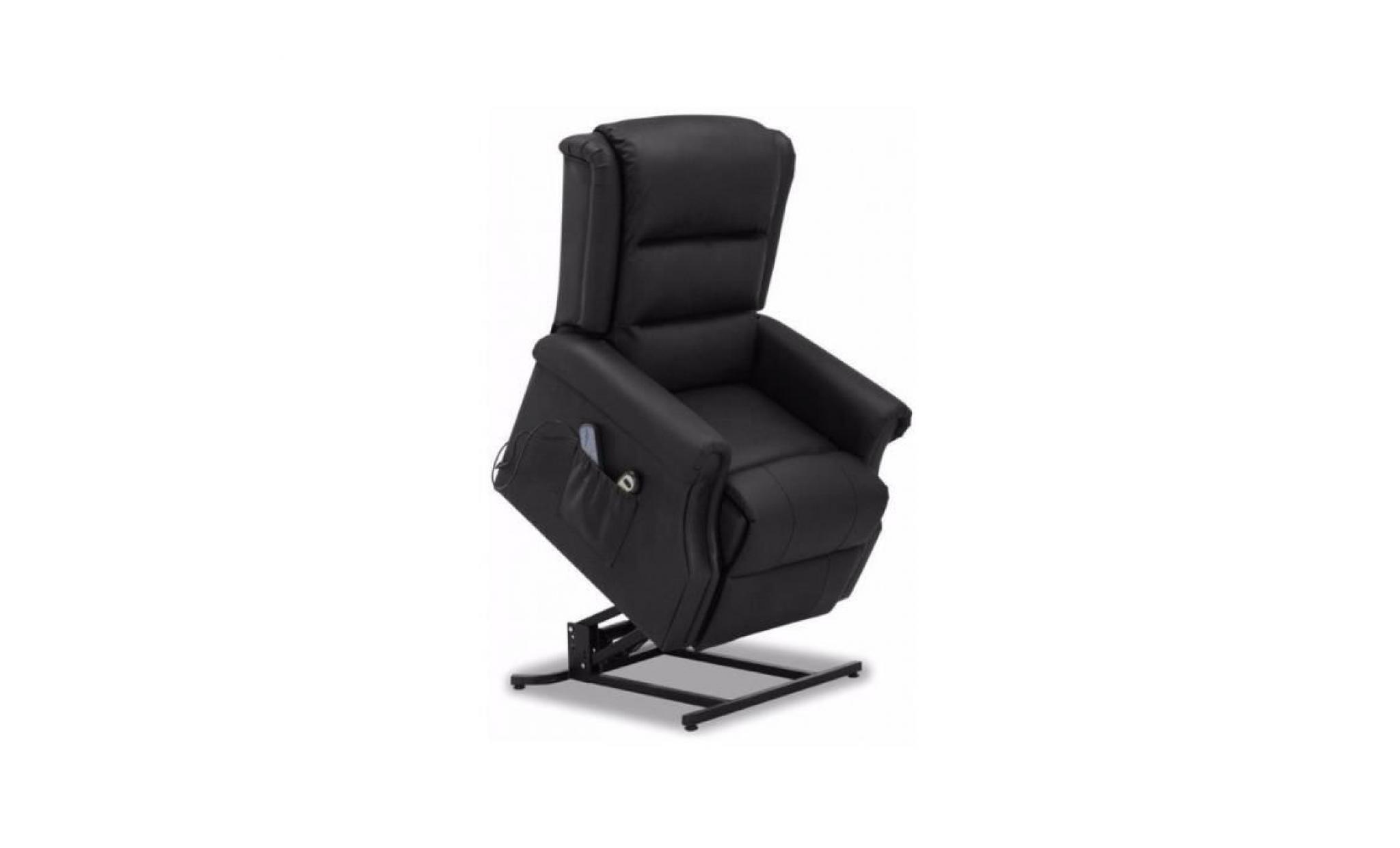fauteuil relax électrique en pvc avec releveur coloris noir