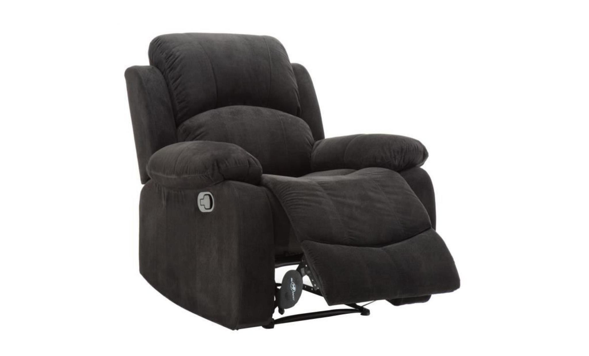 fauteuil relax manuel   tissu noir   classique   l 88 x p 91 cm