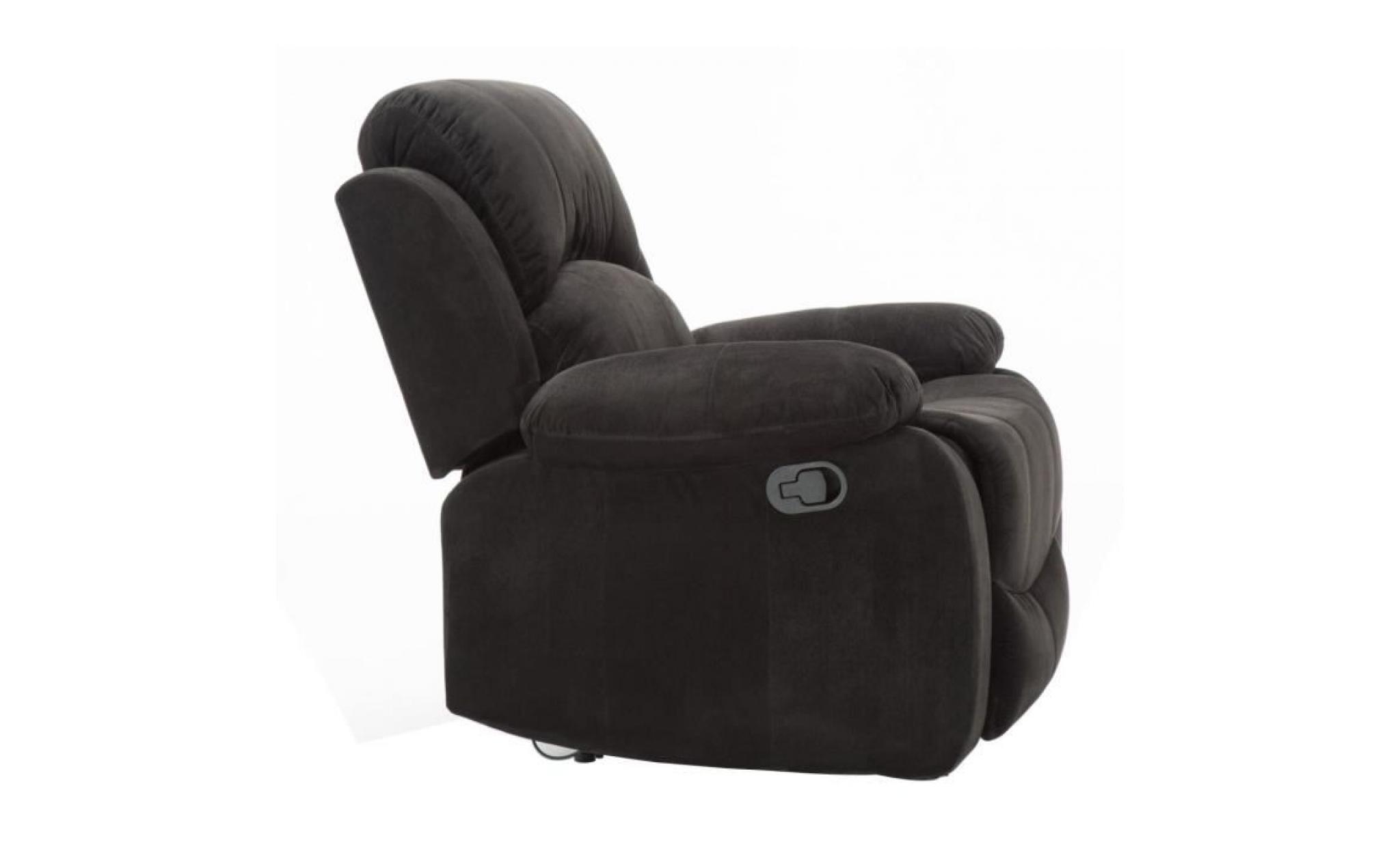 fauteuil relax manuel   tissu noir   classique   l 88 x p 91 cm pas cher