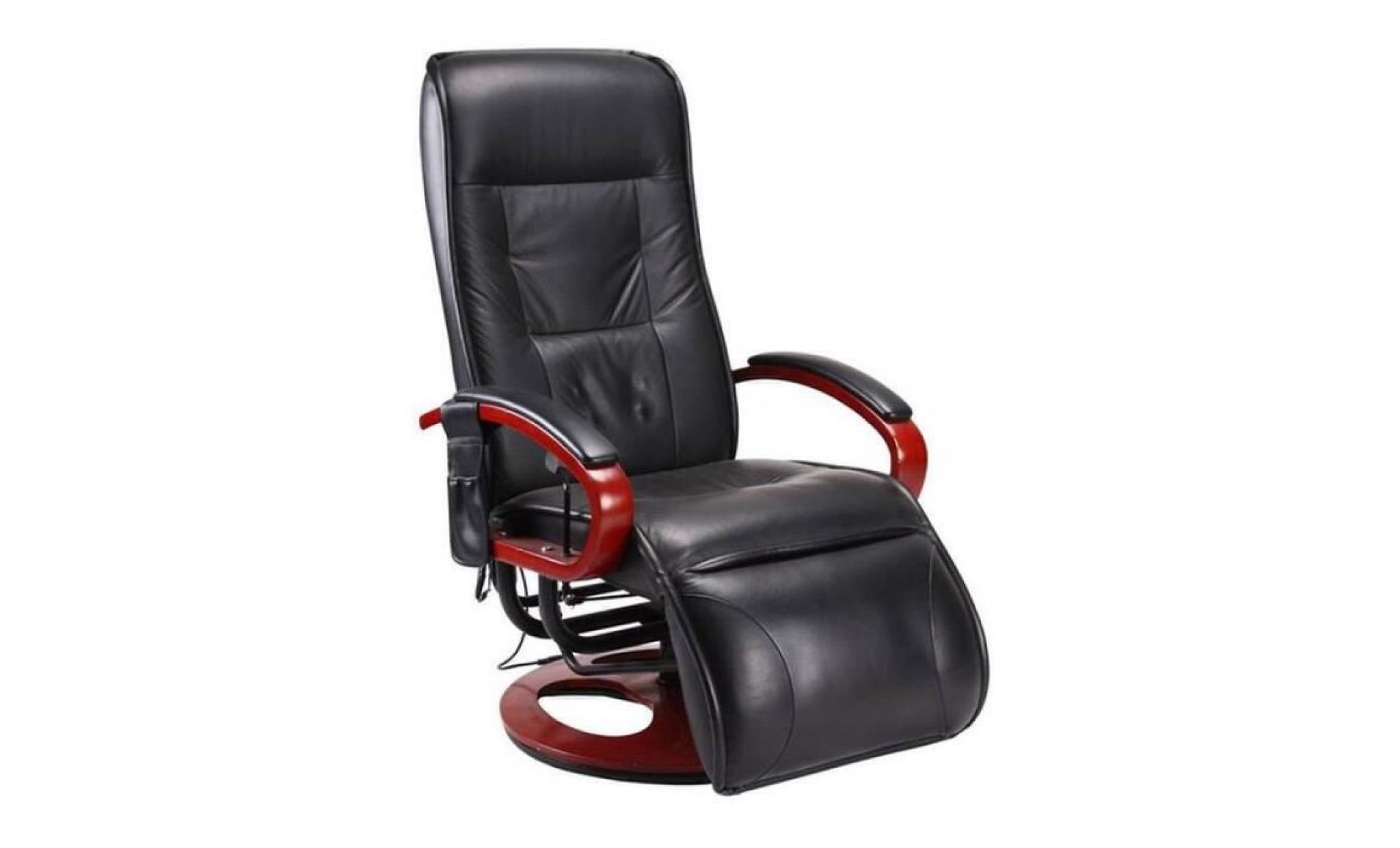 fauteuil relax massant avignon cuir   noir