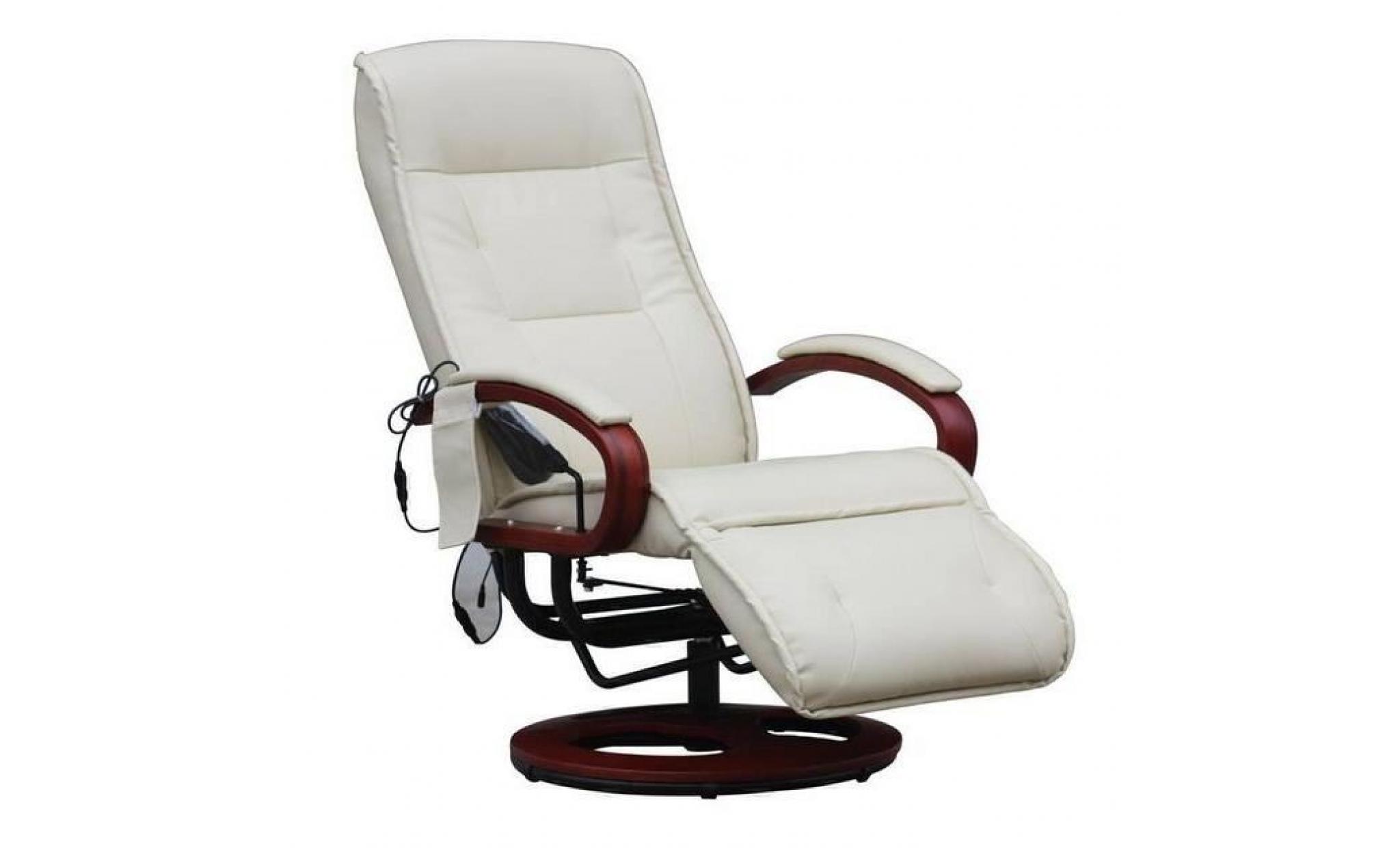 fauteuil relax massant londres cuir crème   myco00926