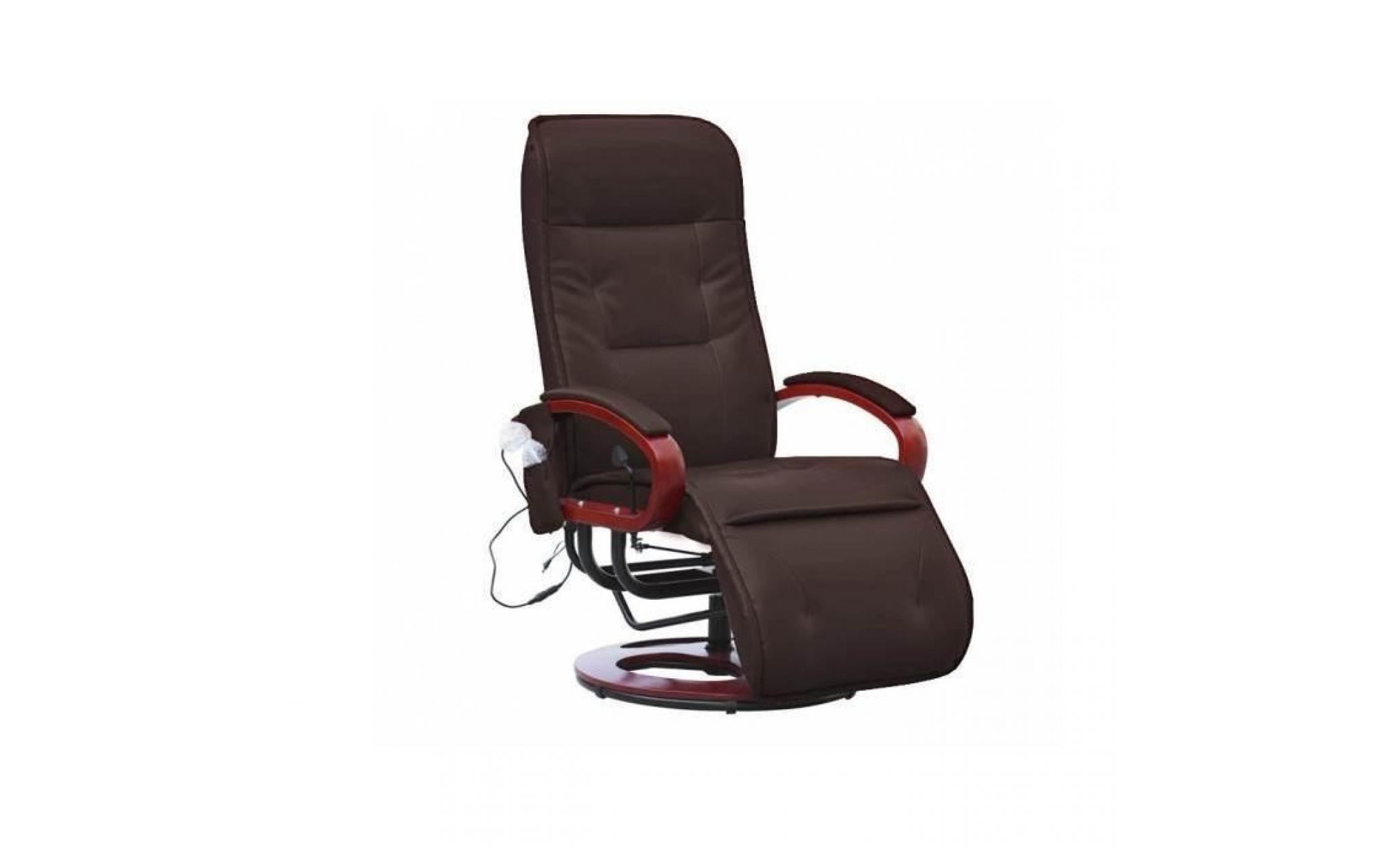fauteuil relax massant londres pu marron   myco00931