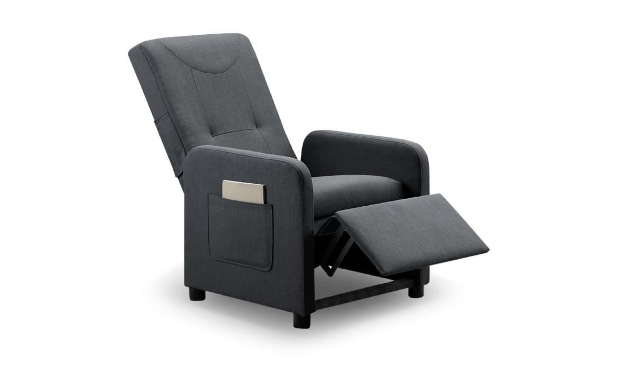 fauteuil relax pliable brio tissu gris