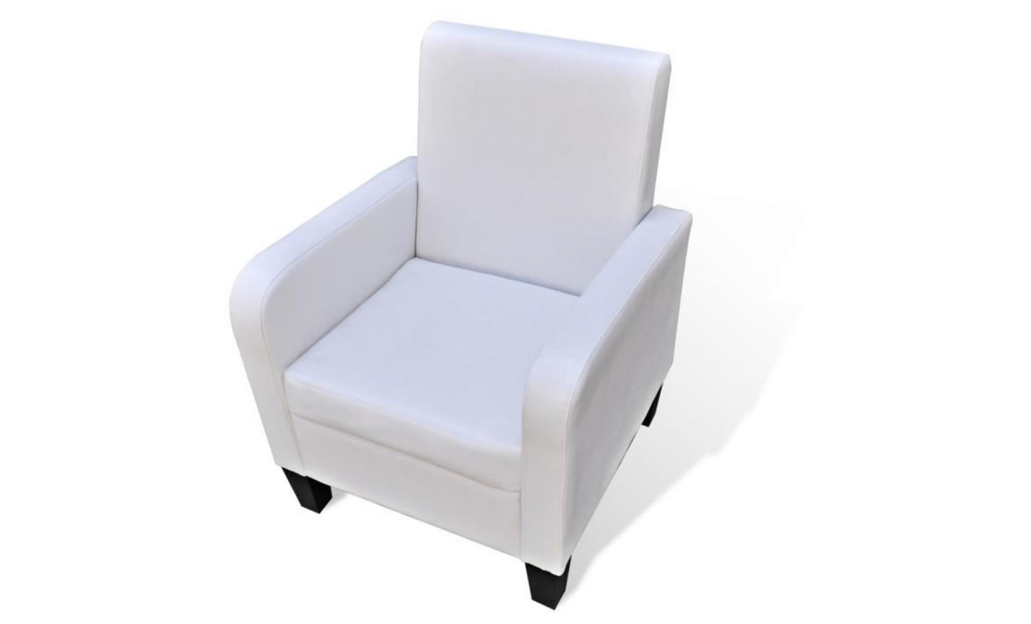 fauteuil rembourré en cuir synthétique design ergonomique pour salon bureau blanc 61 x 60 x 79,5 cm