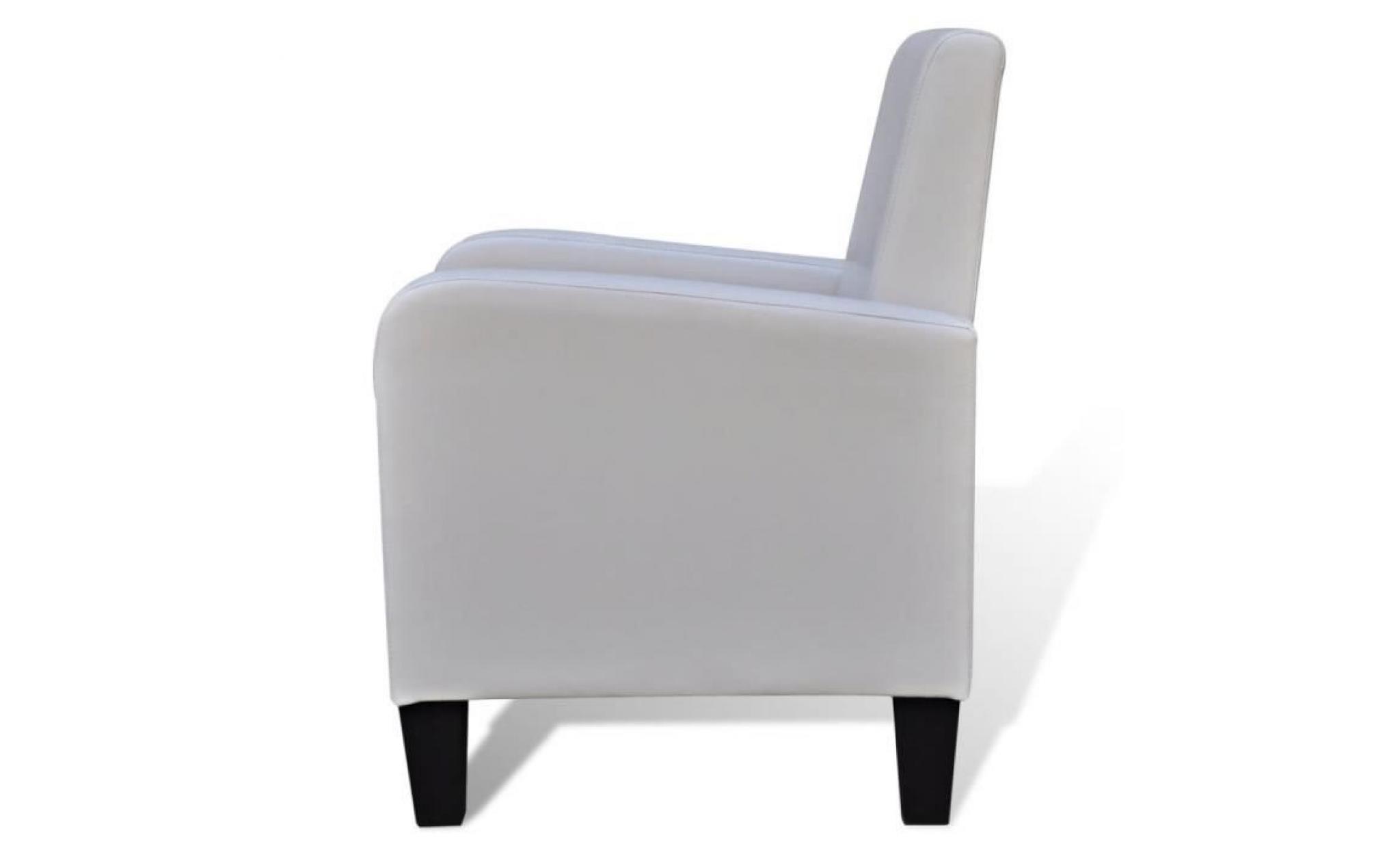 fauteuil rembourré en cuir synthétique design ergonomique pour salon bureau blanc 61 x 60 x 79,5 cm pas cher