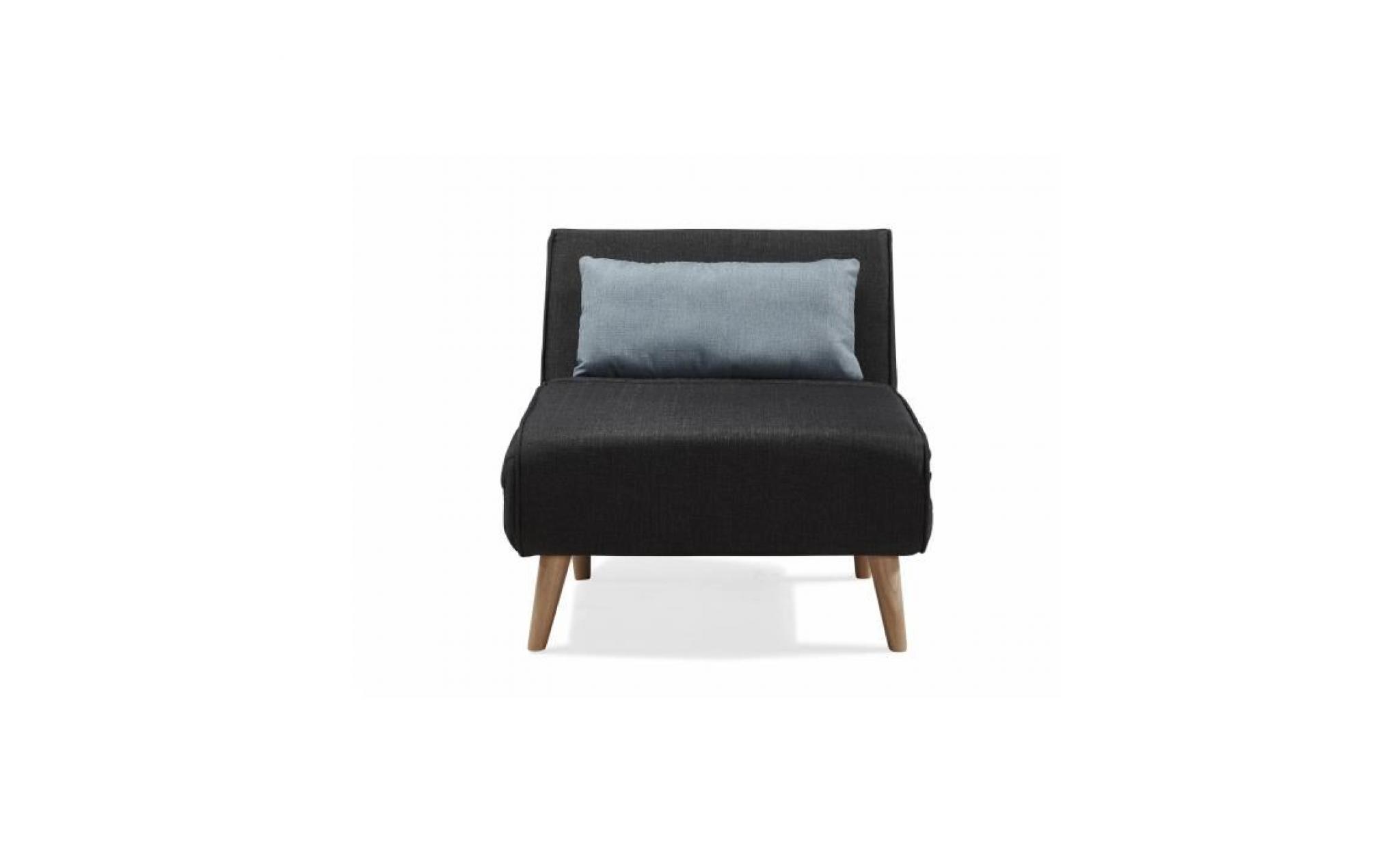 fauteuil scandinave convertible en tissu noir tonka pas cher