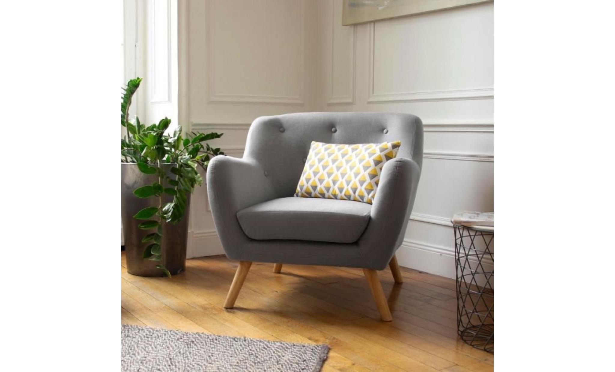 fauteuil scandinave en tissu gris clair chiné