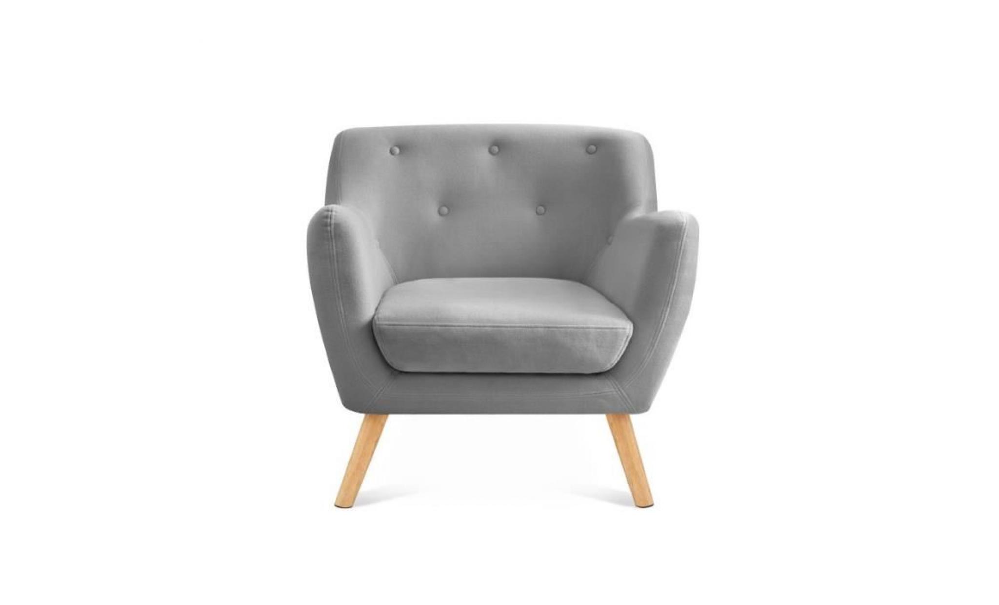 fauteuil scandinave en tissu gris clair chiné pas cher
