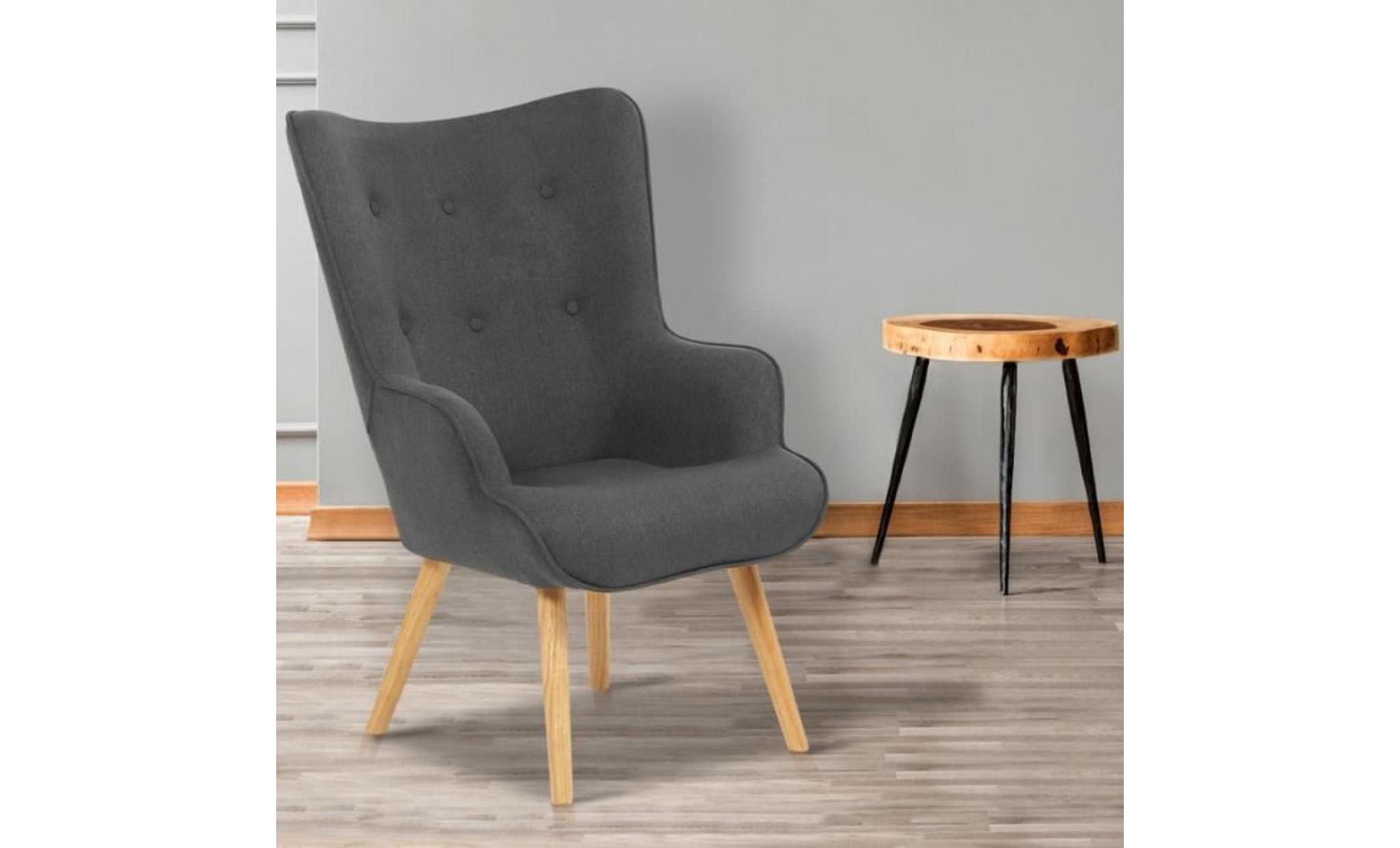 fauteuil scandinave ivar en tissu gris anthracite pas cher