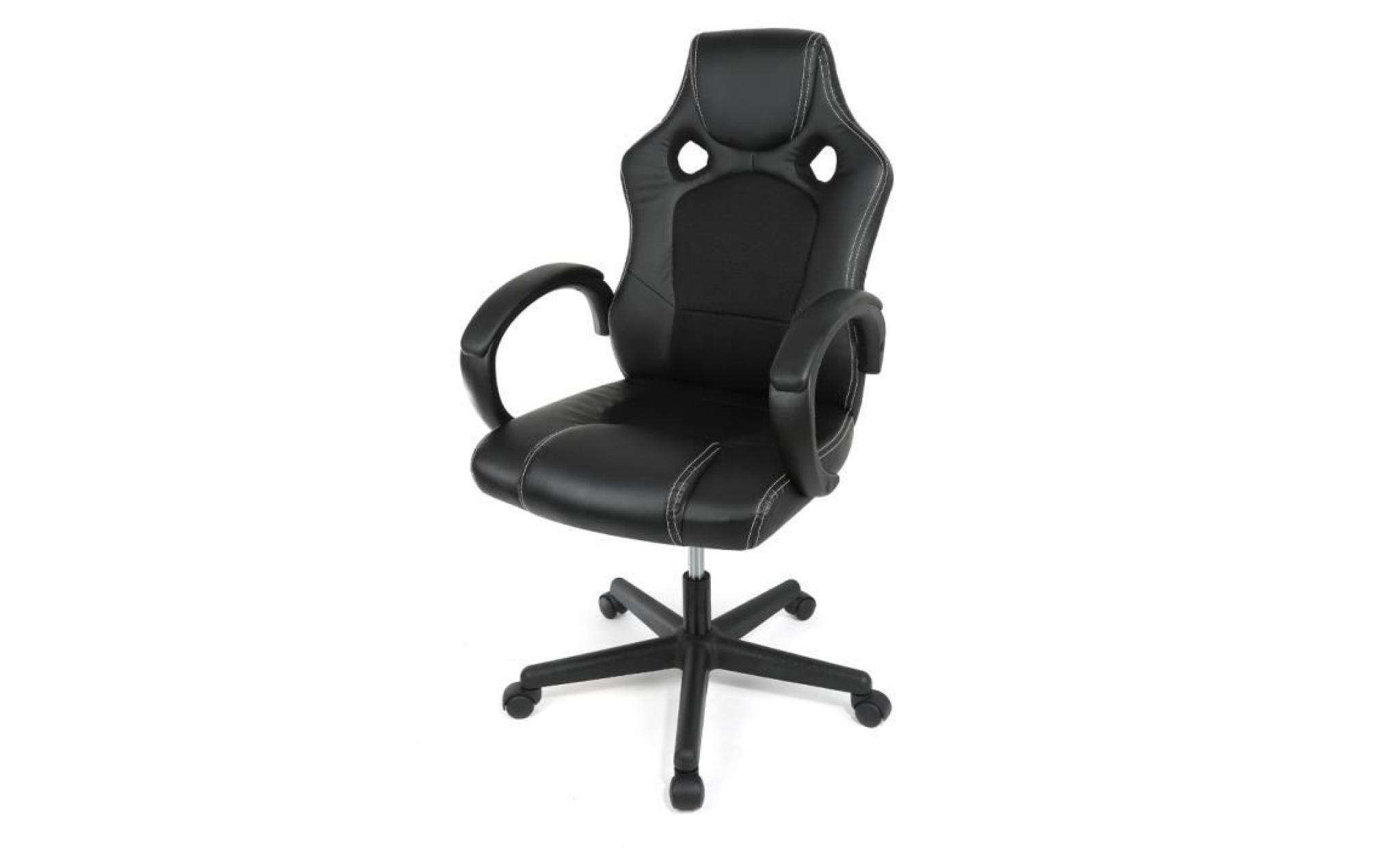 fauteuil siège de bureau,chaise de bureau racing sport ergonomique accoudoirs rembourrés, lift sgs contrôlé noir