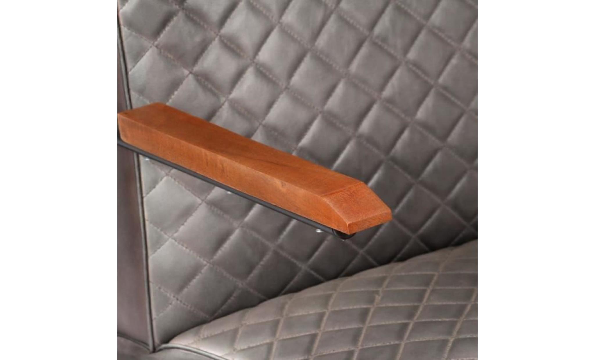 fauteuil siège haut qualité cuir véritable 63 x 75 x 88 cm gris pas cher
