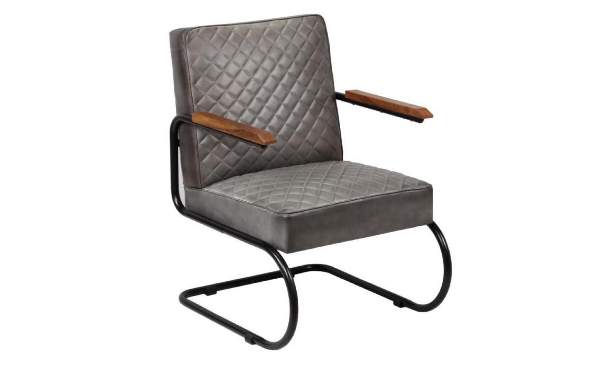 fauteuil siège haut qualité cuir véritable 63 x 75 x 88 cm gris pas cher