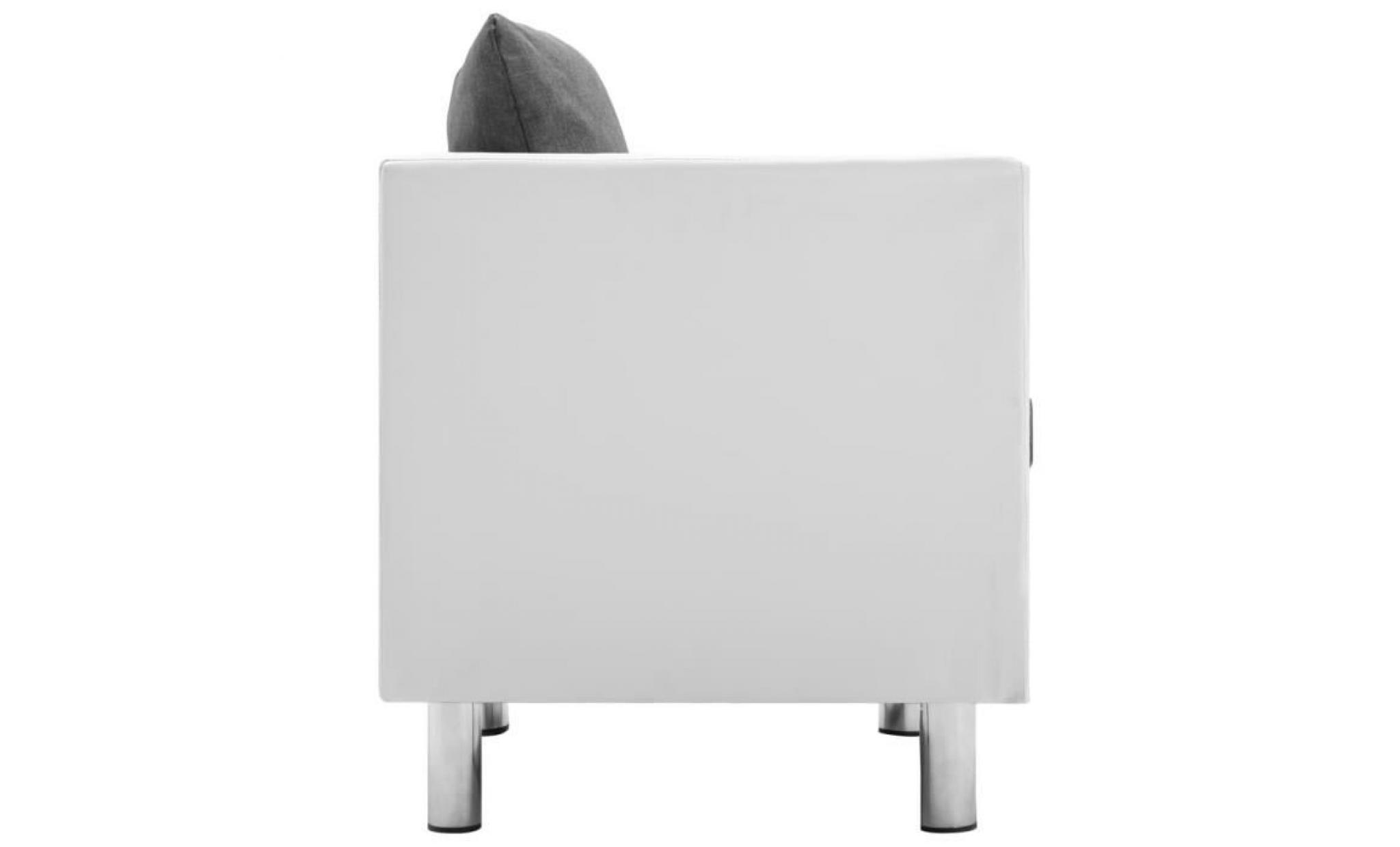 fauteuil similicuir blanc gris clair pas cher