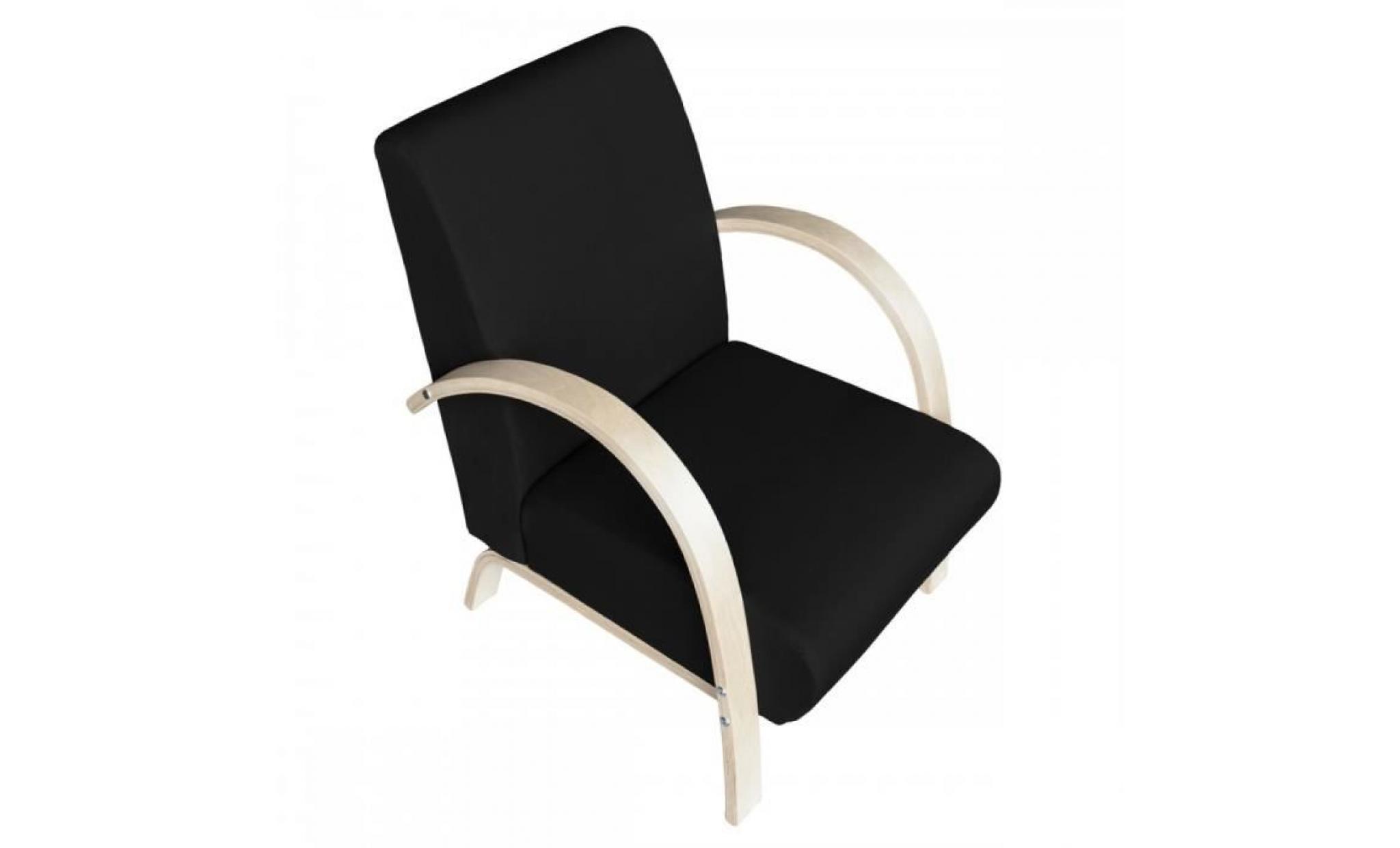 fauteuil sofa design bois et tissu      noir     78