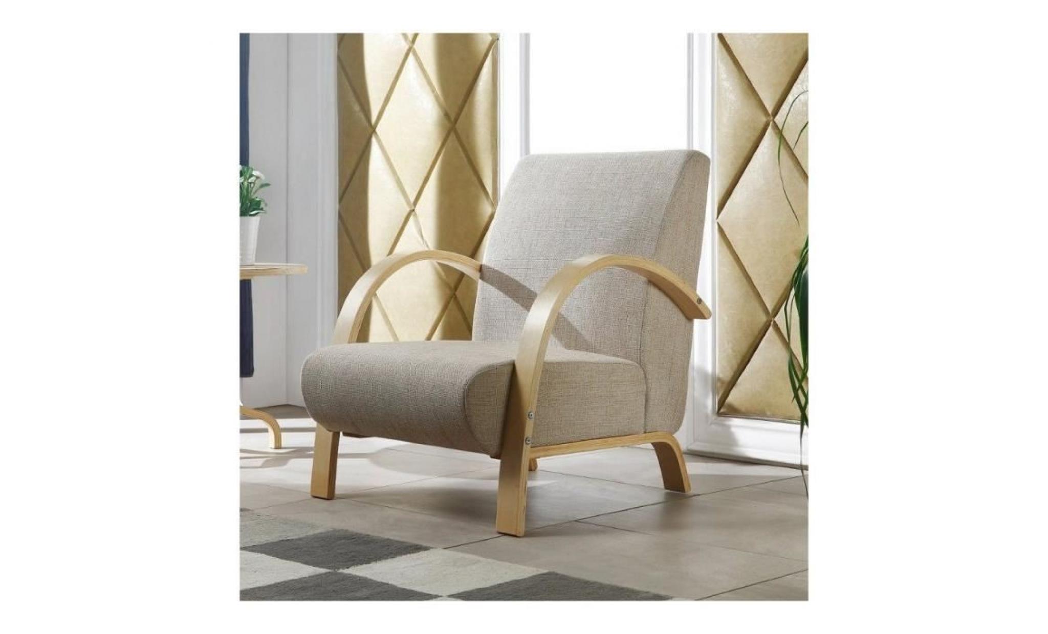fauteuil sofa design bois et tissu      noir     78 pas cher