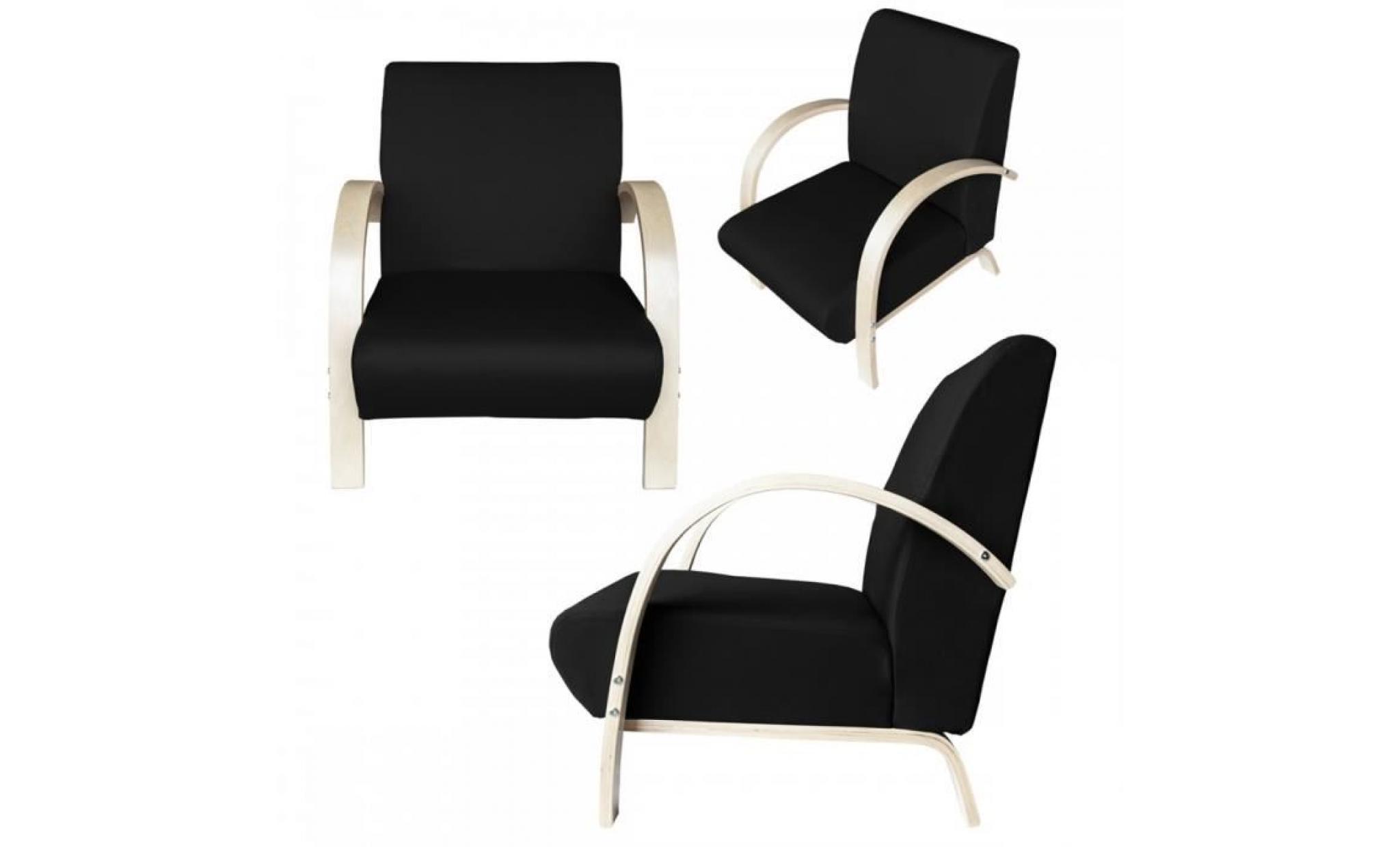 fauteuil sofa design bois et tissu      noir     78 pas cher
