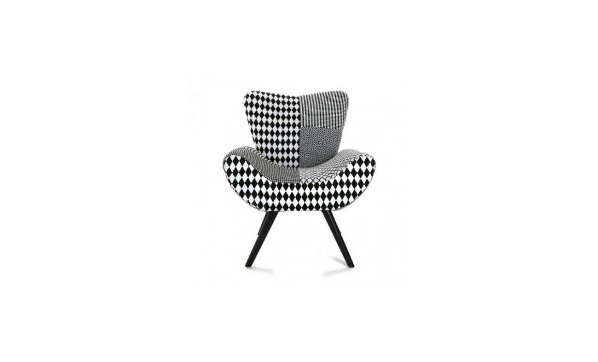 fauteuil tissu imprimé noir et blanc geom