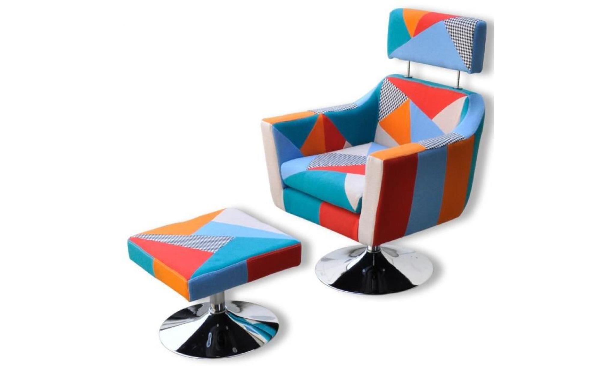 fauteuil tv en tissu patchwork multicolore