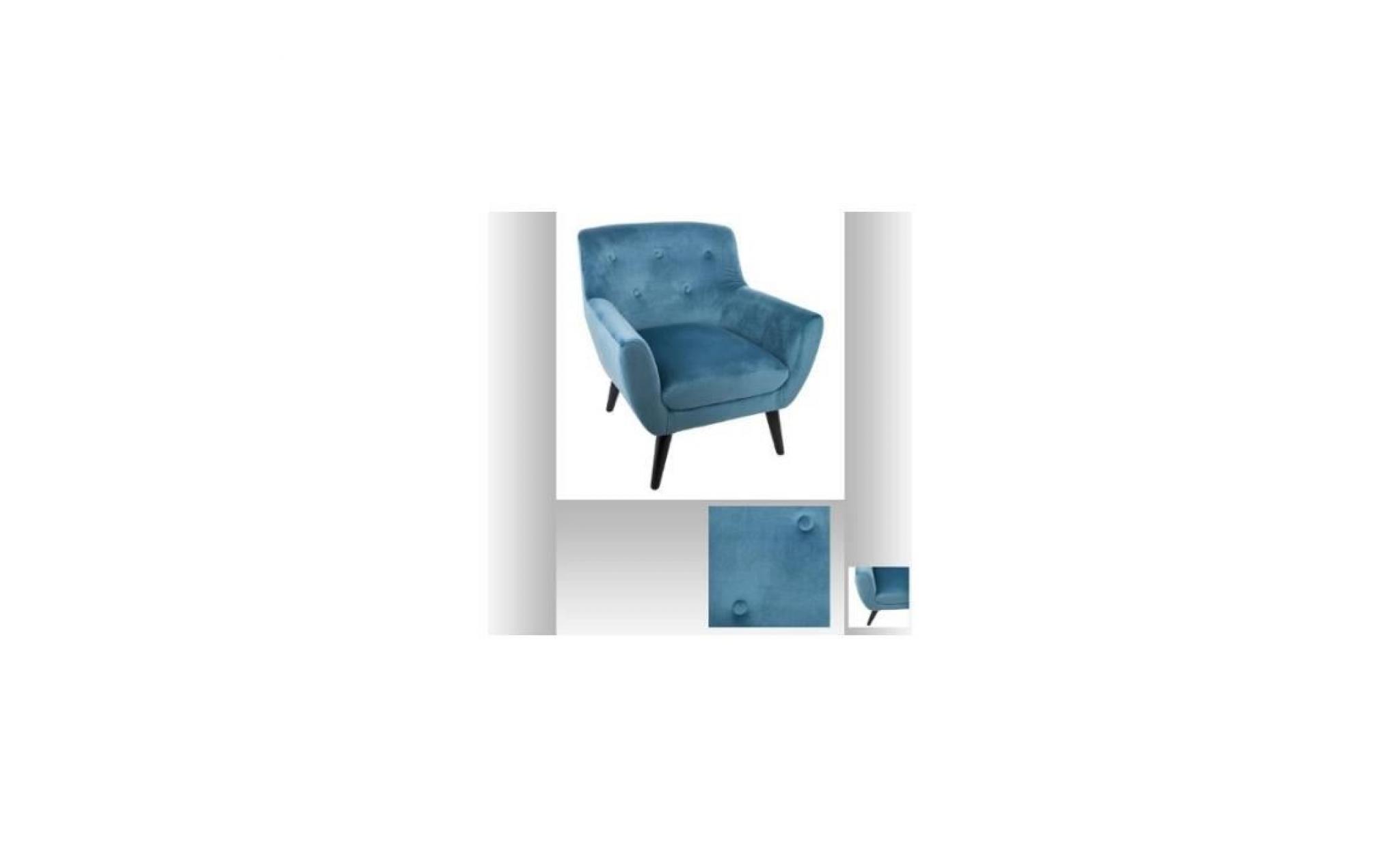 fauteuil velours eole   72 x 68 x 70,5 cm   bois   bleu 72 cm pas cher