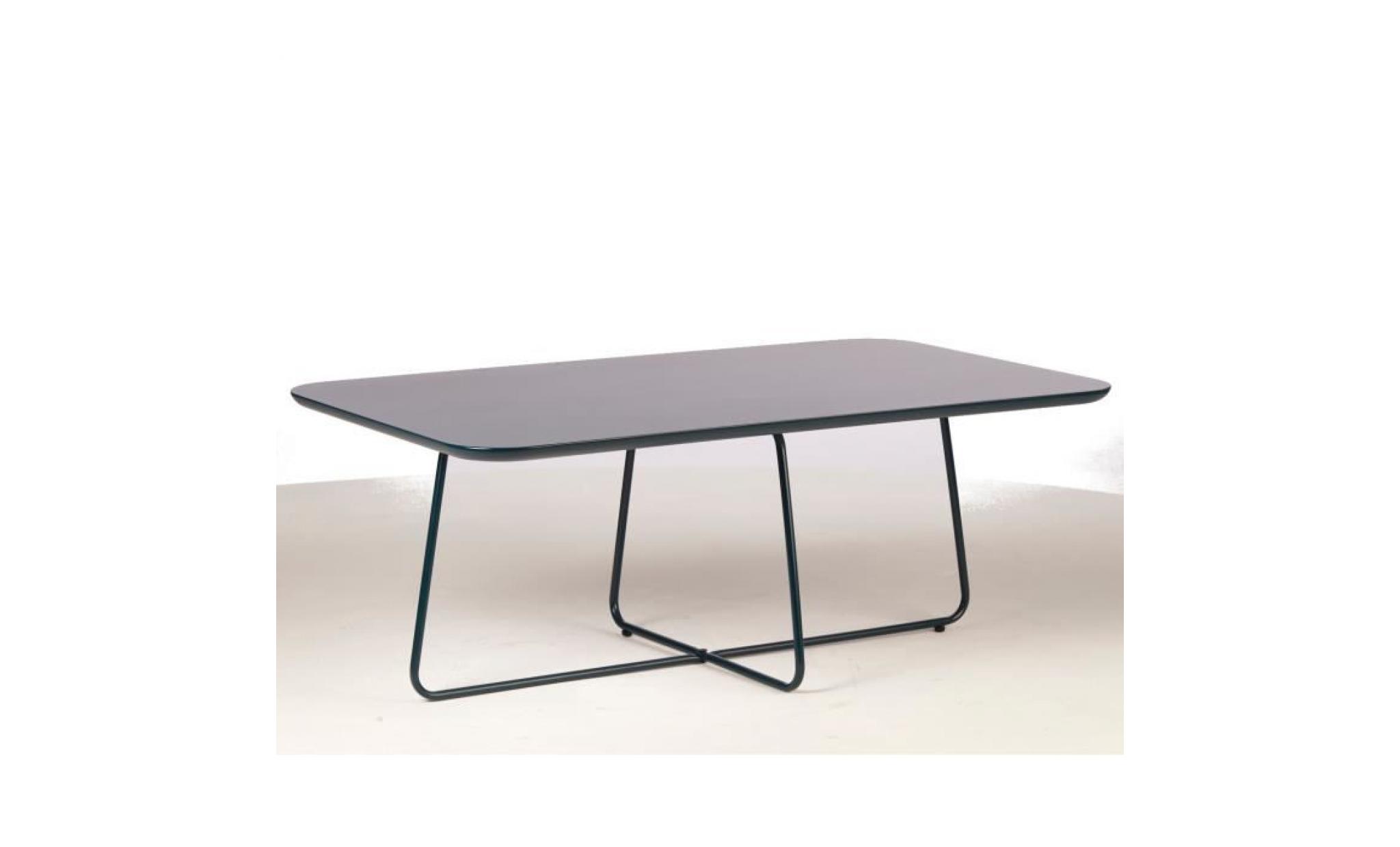 federika table basse style contemporain bleu brillant avec pieds en métal   l 100 x l 58 cm pas cher