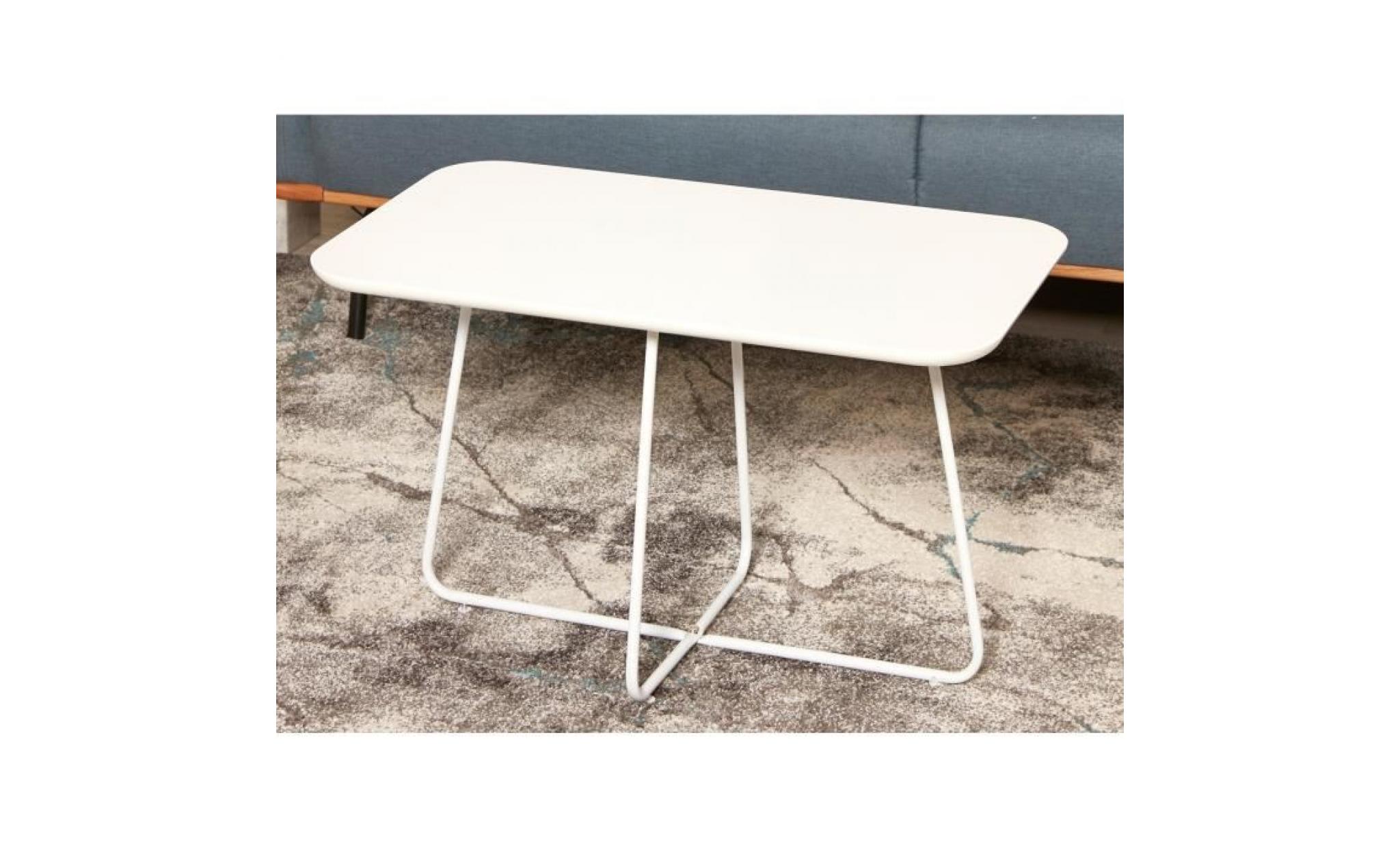 felmann table basse style contemporain blanc brillant avec pieds en métal   l 77 x l 45 cm