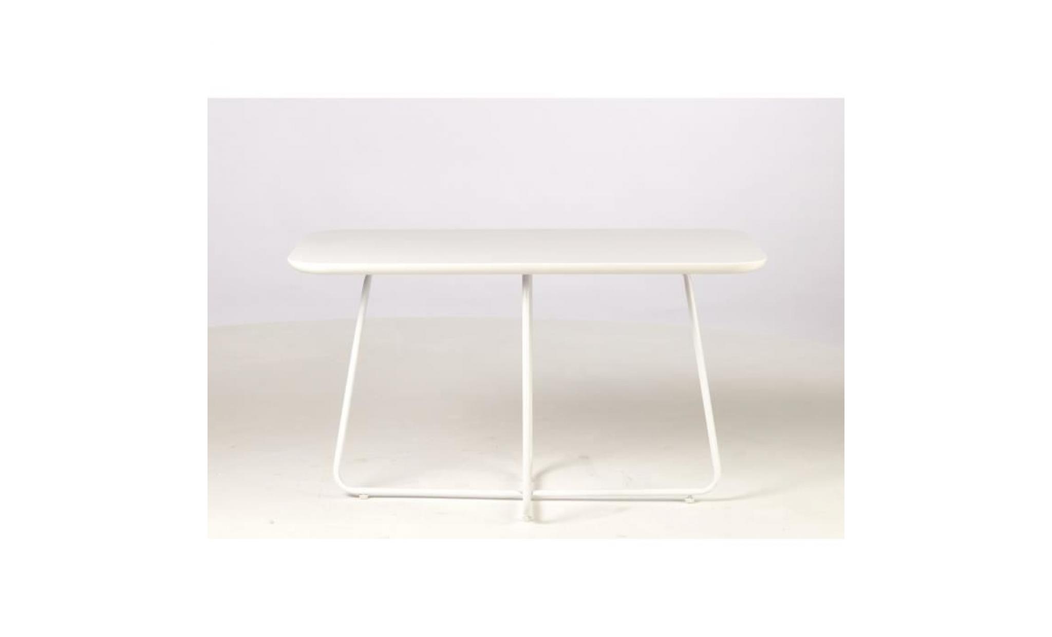 felmann table basse style contemporain blanc brillant avec pieds en métal   l 77 x l 45 cm pas cher