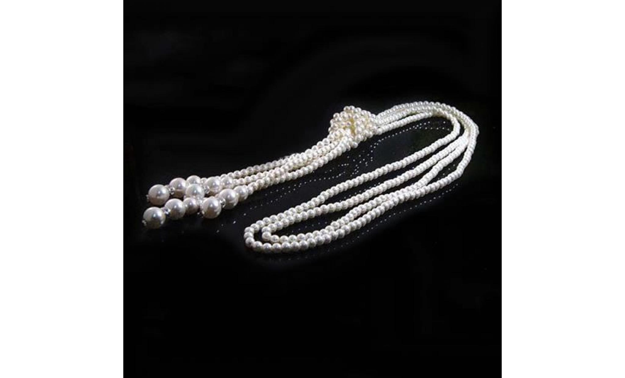 femmes élégante pendentif gland fausse perle longue chaîne charms pull collier pas cher