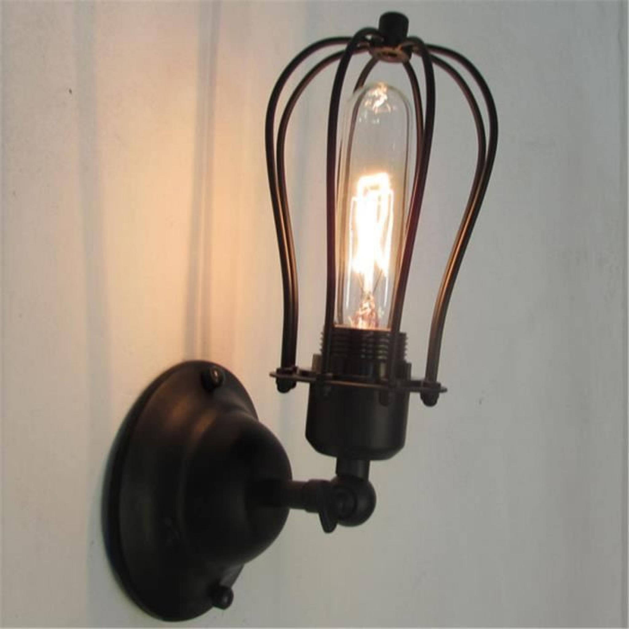 FerandHome Antique Applique Murale Feu Lampe de Mur Luminaire Edison Style Industriel Verre Clair Forme Cloche Couloir pas cher