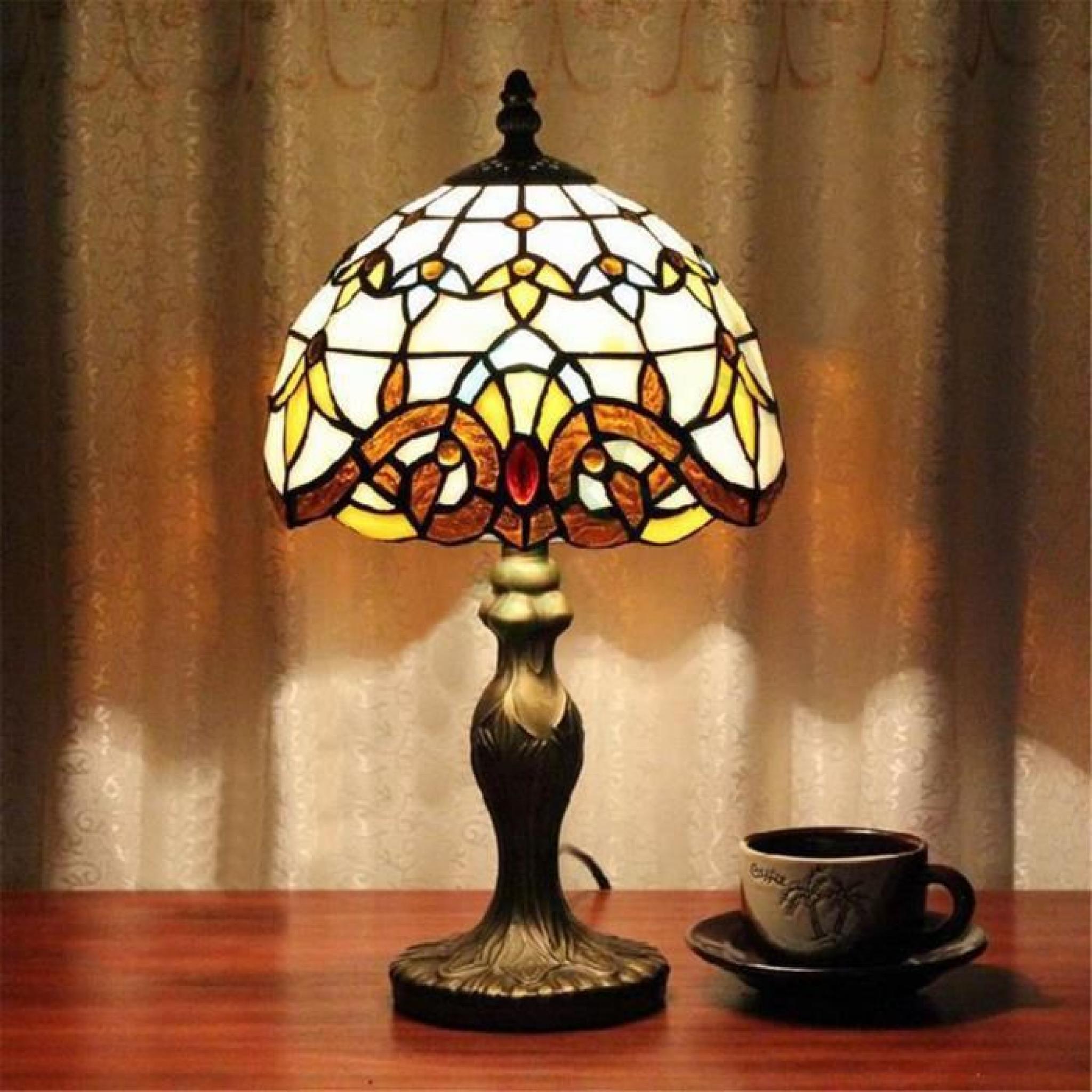 FerandHome Rétro Lampes Lampe De Table Chevet Eclairage Classique Art Antique Magnifique Belle Chambre Salon