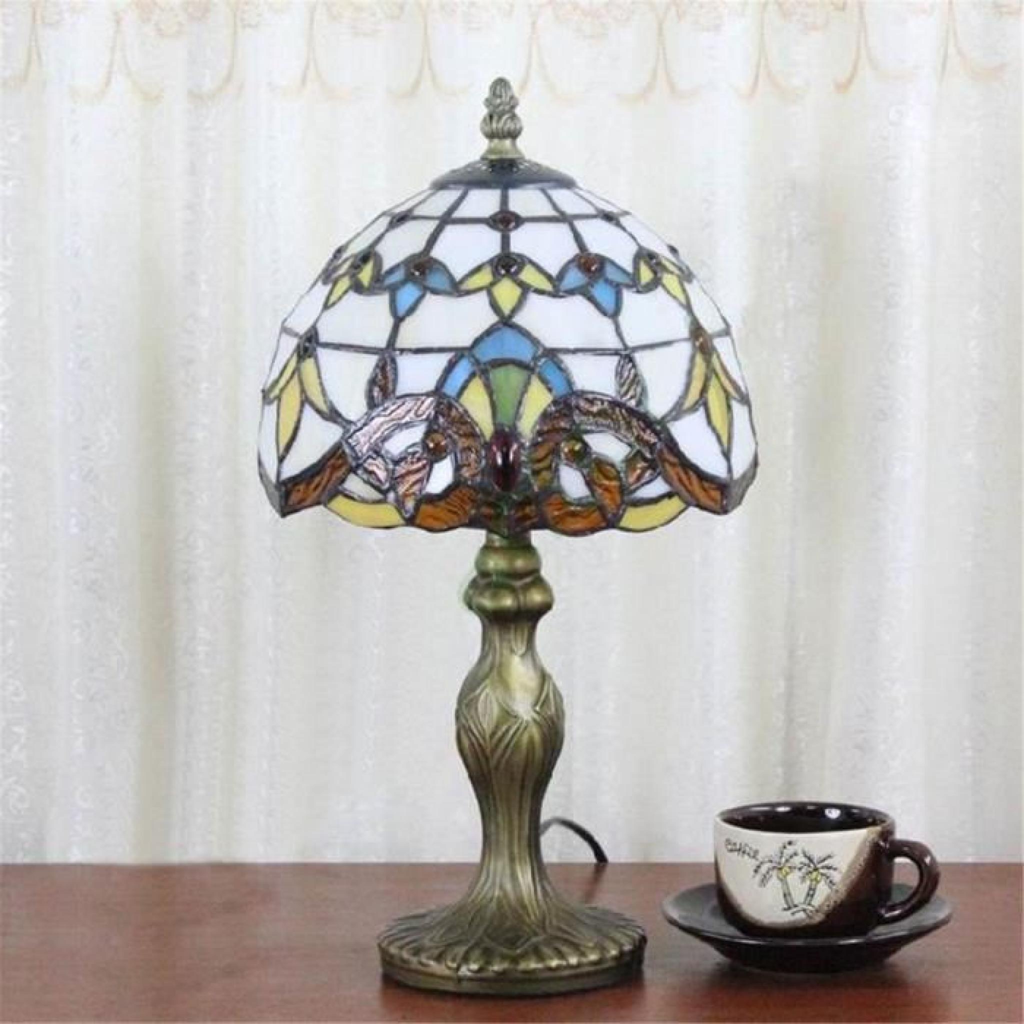FerandHome Rétro Lampes Lampe De Table Chevet Eclairage Classique Art Antique Magnifique Belle Chambre Salon pas cher