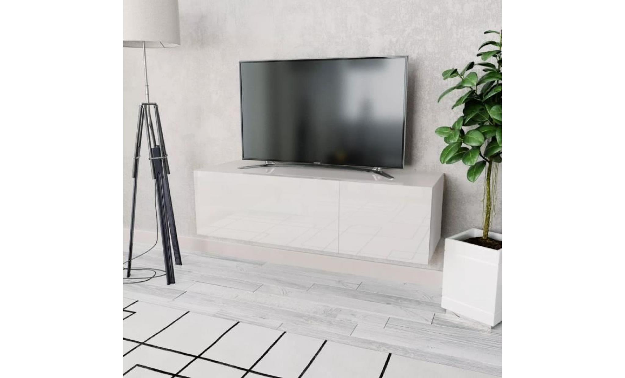 festnight meuble tv suspendu en aggloméré design moderne 120 x 40 x 34 cm blanc