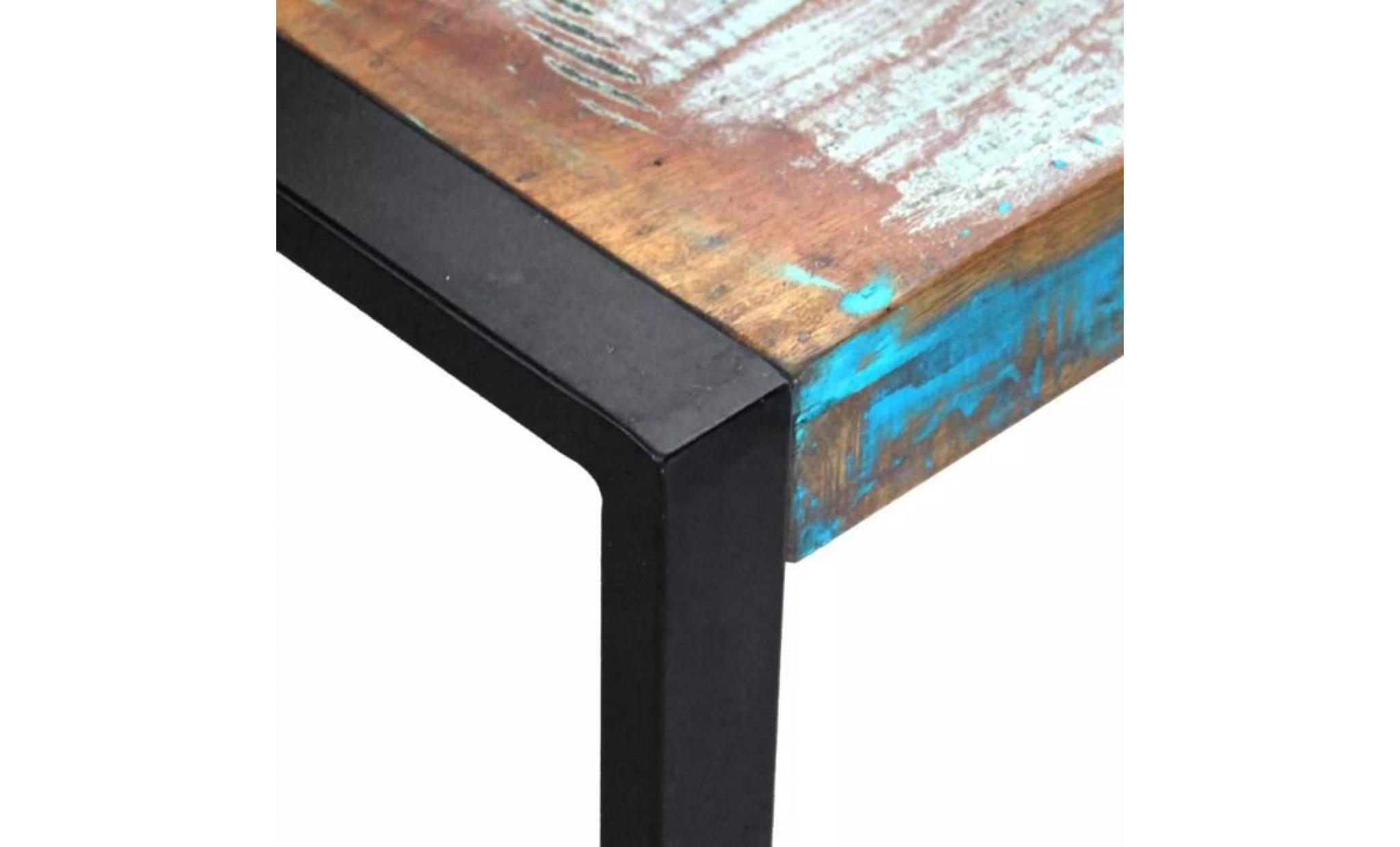 festnight table basse table à café en métal le style industriel en bois de récupération 80 x 80 x 40 cm pas cher