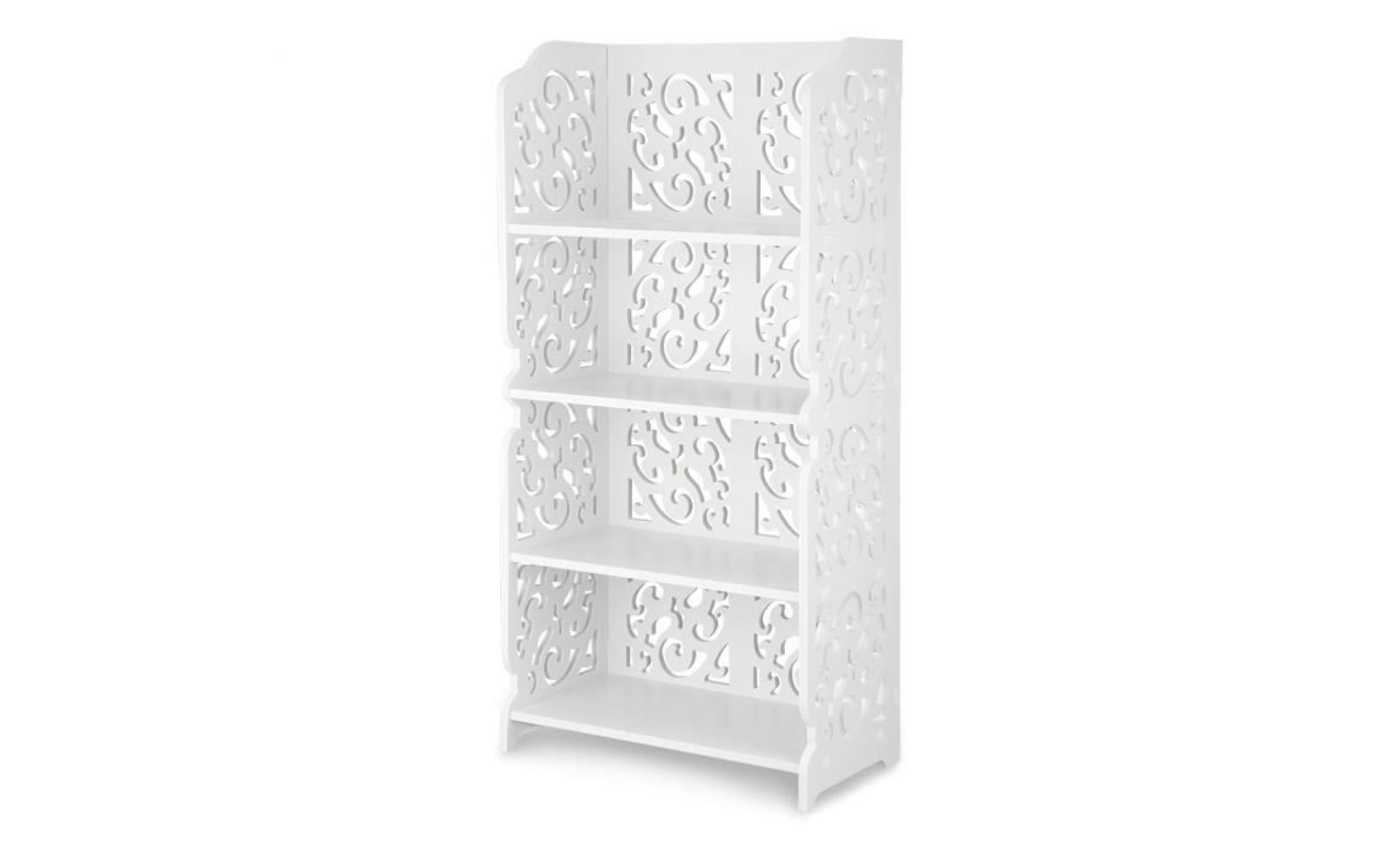 finether 4 tier etagère armoire modulaire en bois rangement rack rayonnage bibliothèque chaussures jouets organisateur blanc