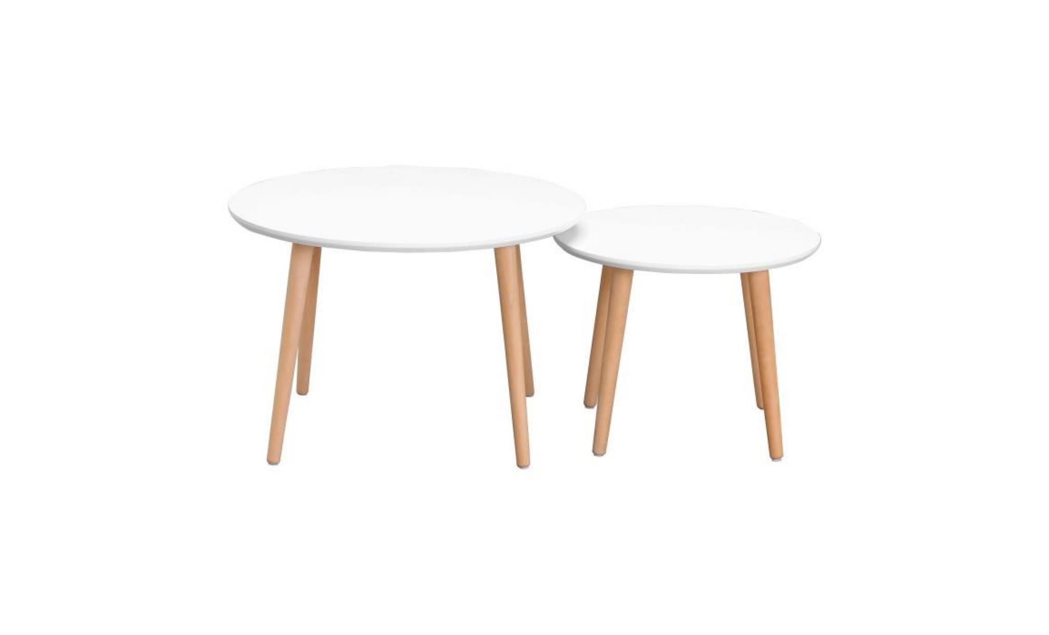 finlandek 2 tables basses gigognes rondes inkeri scandinave   blanc mat   Ø60 cm et Ø40 cm pas cher