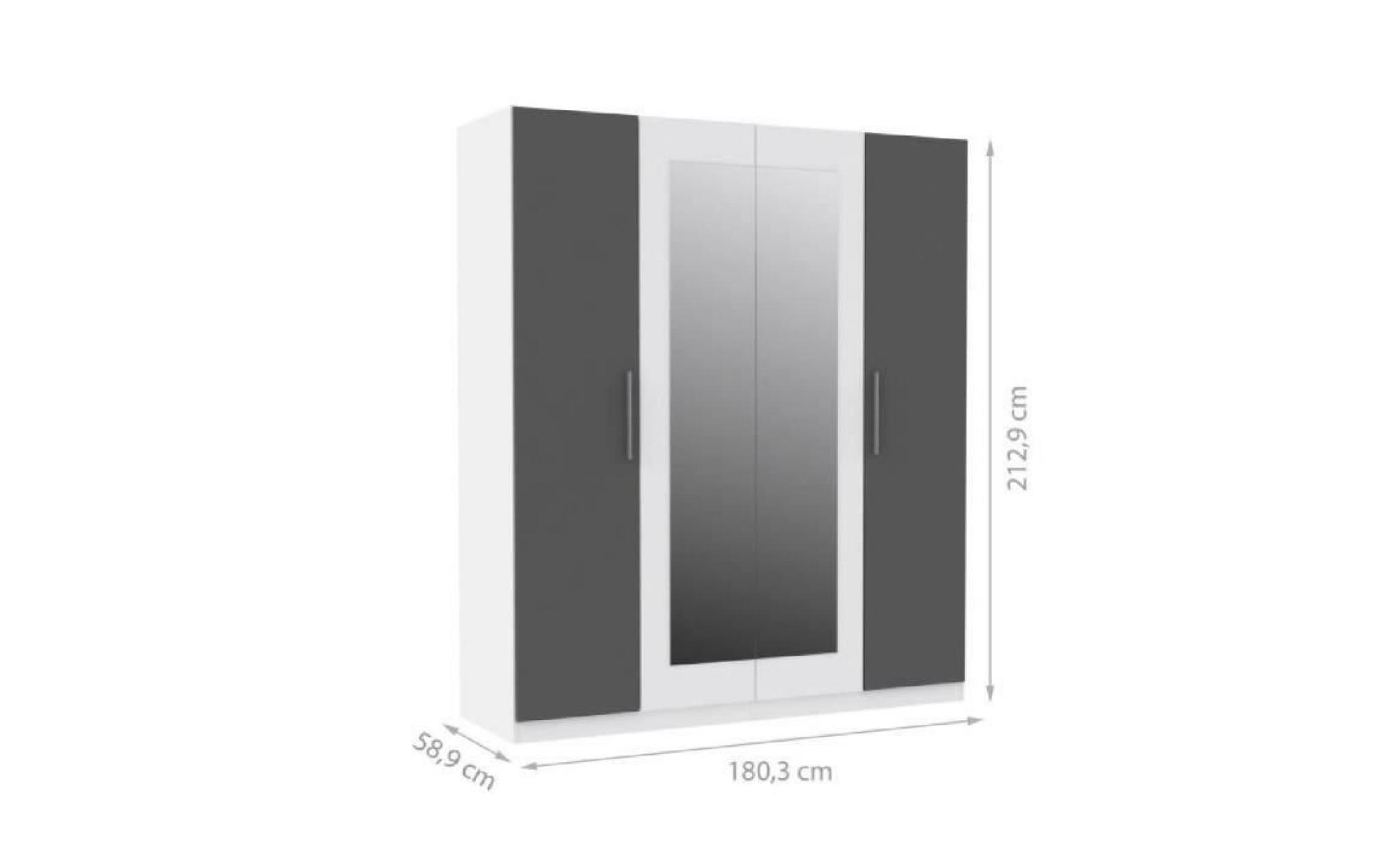 finlandek armoire de chambre pehmeÄ style contemporain blanc et gris   l 180,3 cm