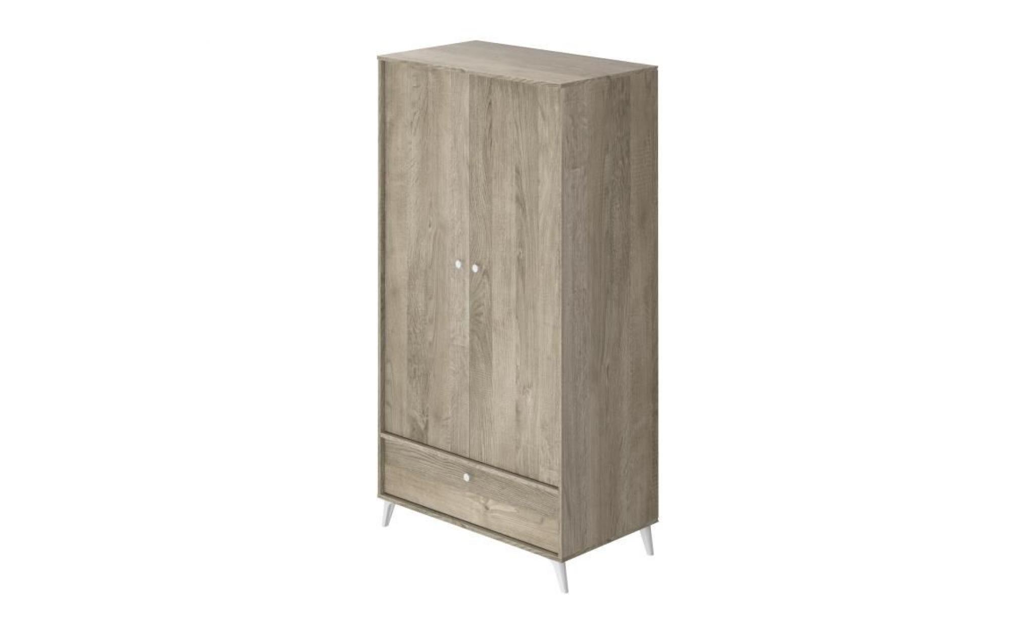 finlandek armoire de chambre solveig scandinave placage chêne et blanc   l 100 cm