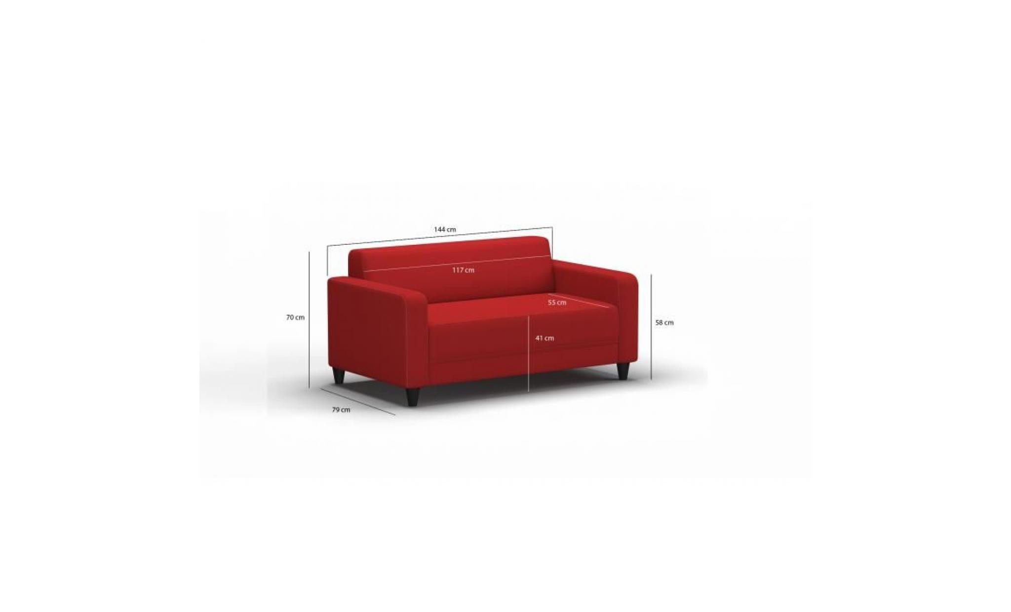 finlandek canapé droit fixe kulma 2 places   tissu rouge   contemporain   l 145 x p 79 cm pas cher