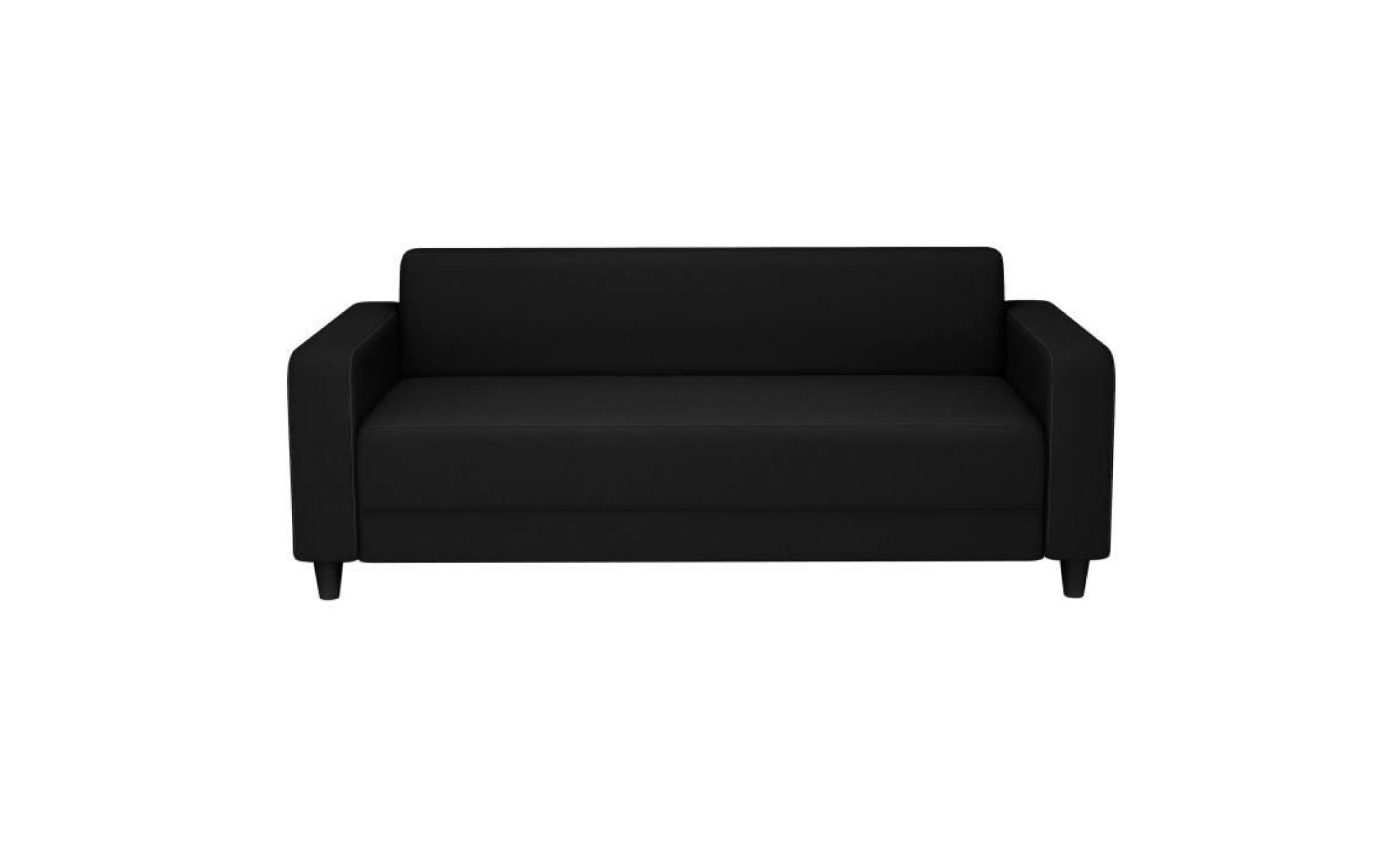 finlandek canapé droit fixe kulma 3 places   tissu noir   contemporain   l 180 x p 79 cm