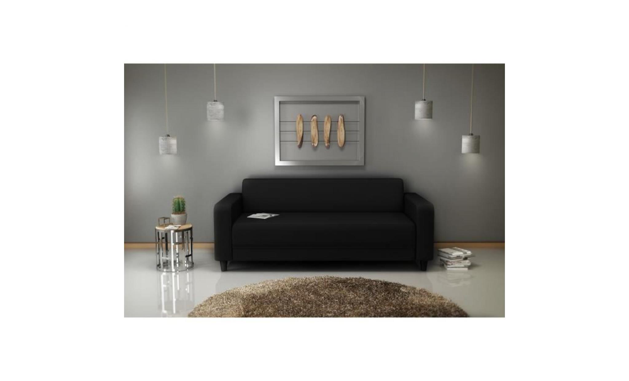 finlandek canapé droit fixe kulma 3 places   tissu noir   contemporain   l 180 x p 79 cm pas cher