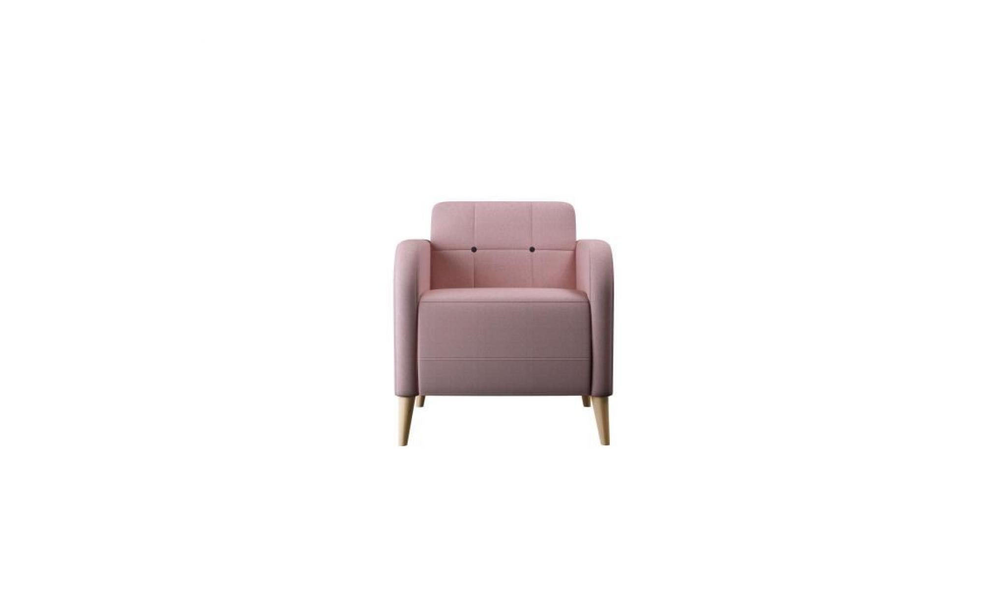 finlandek fauteuil inkeri   tissu rose   scandinave   l 68 x p 69 cm pas cher