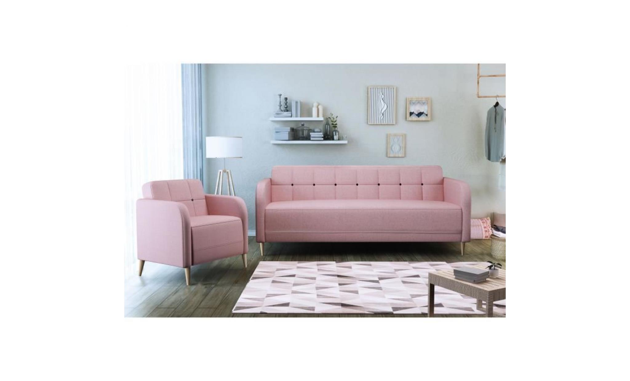 finlandek fauteuil inkeri   tissu rose   scandinave   l 68 x p 69 cm pas cher